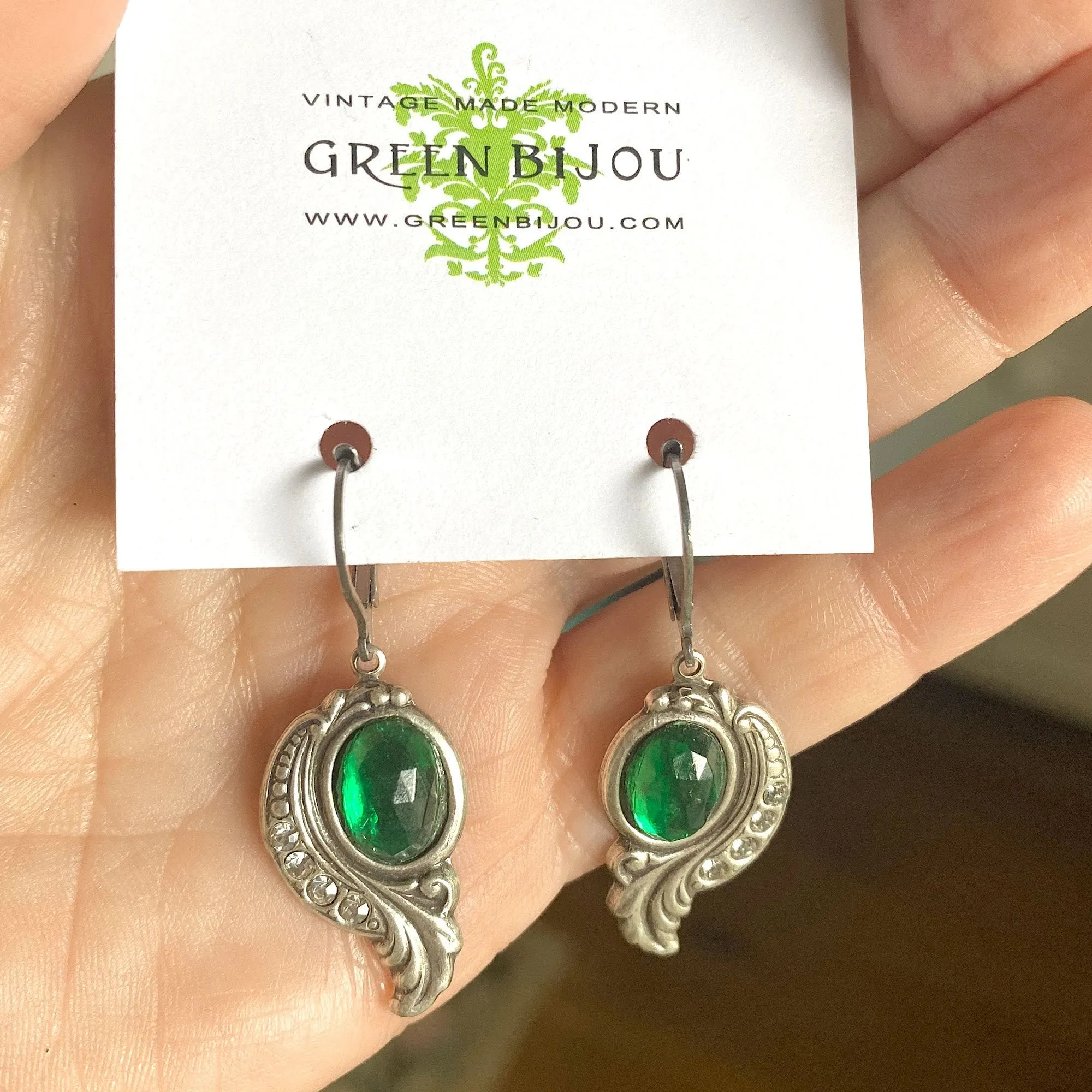 AUGUSTINE Art Nouveau emerald earrings