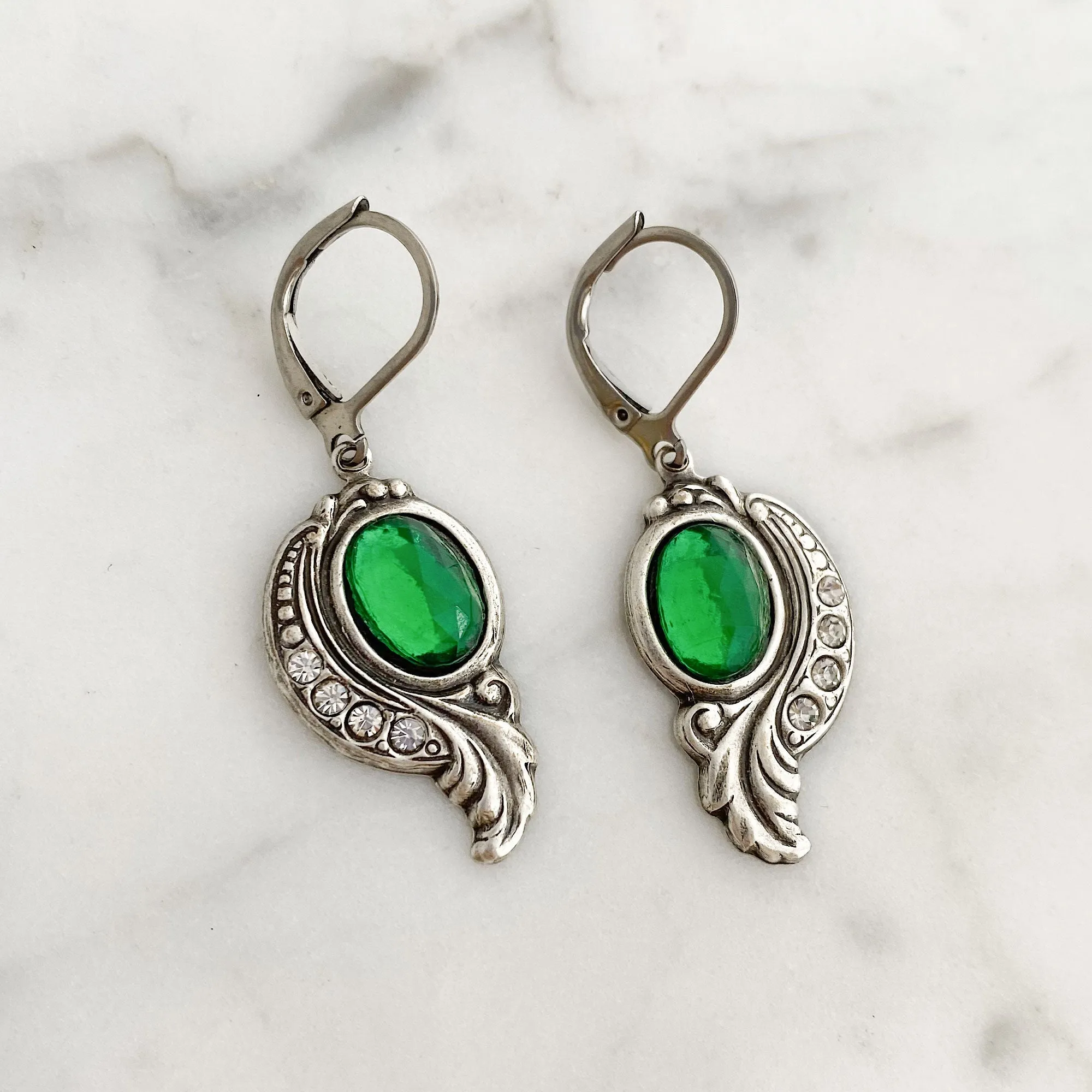 AUGUSTINE Art Nouveau emerald earrings