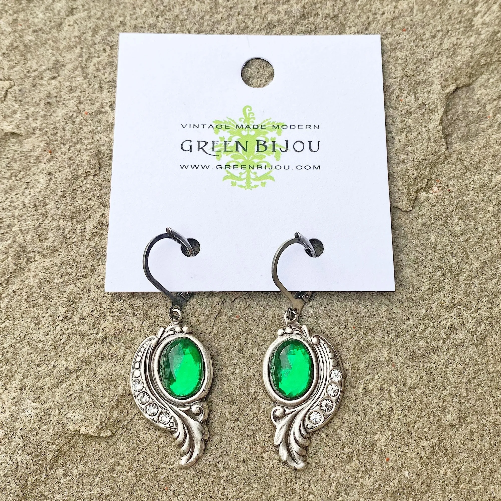 AUGUSTINE Art Nouveau emerald earrings