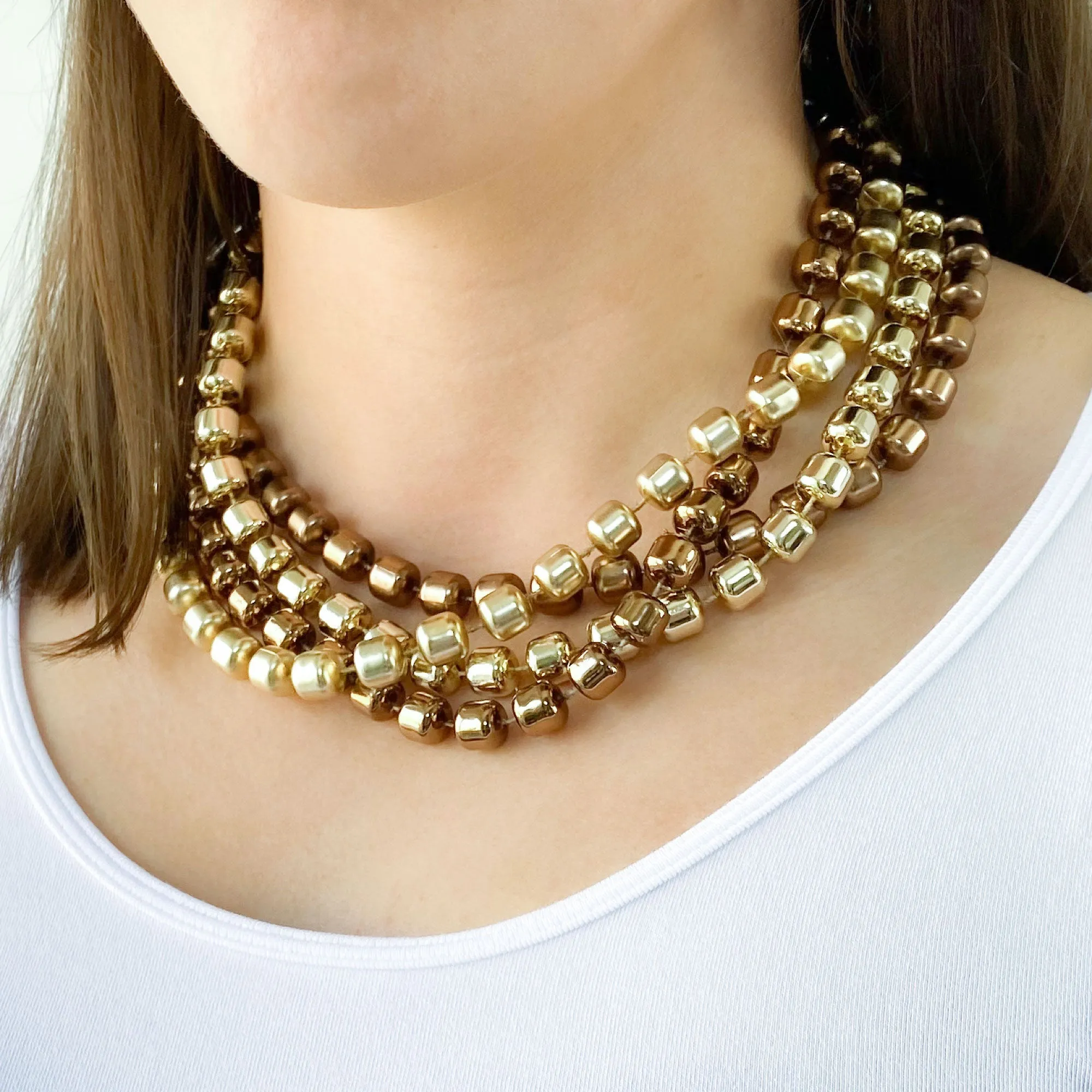 BIANCA gold and taupe statement necklace