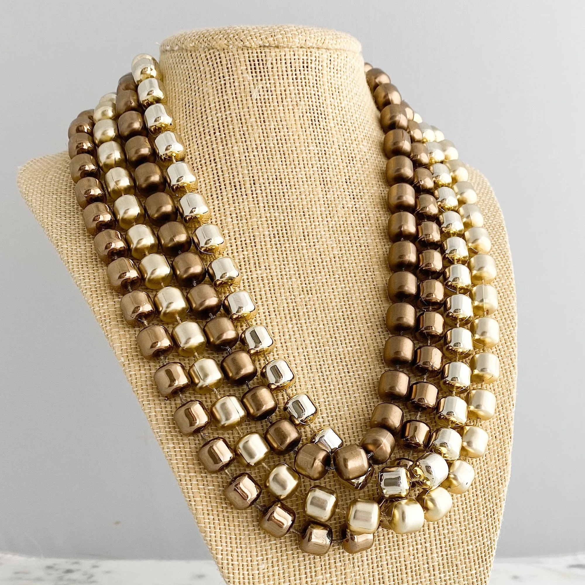 BIANCA gold and taupe statement necklace