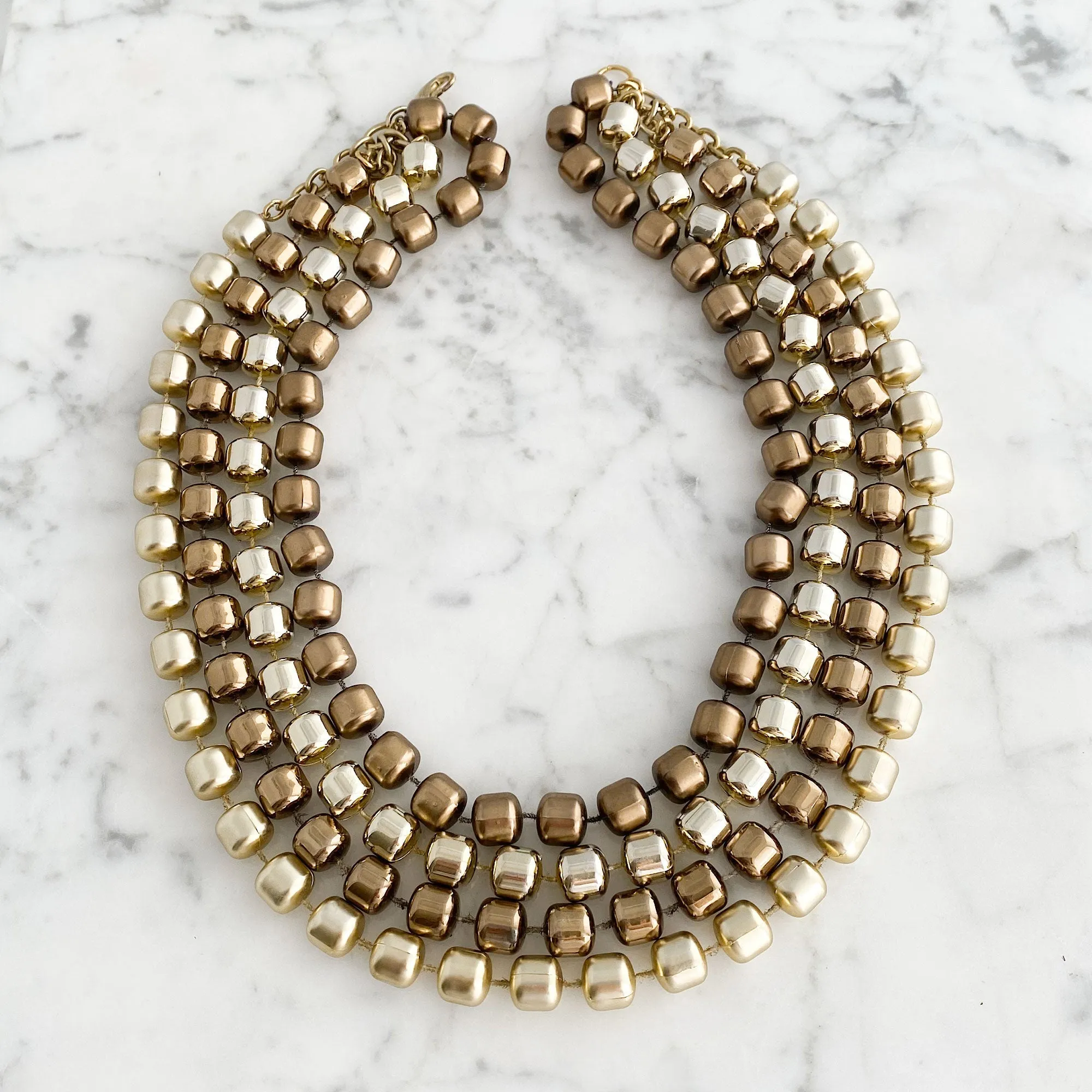 BIANCA gold and taupe statement necklace