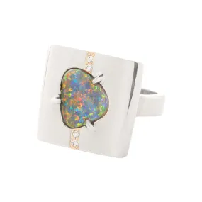 Black Opal Cushion Ring