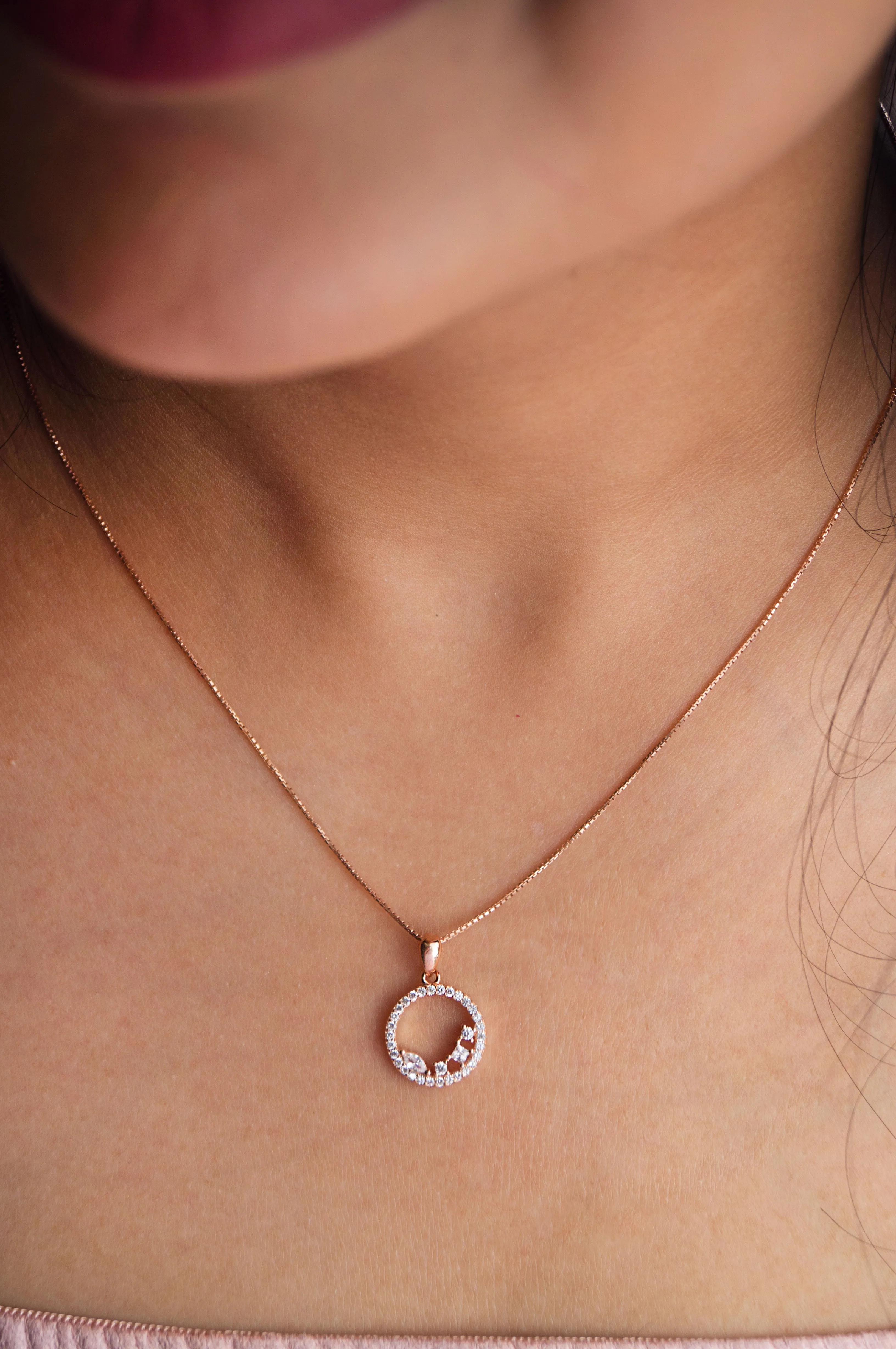 Blossom Circle Rose Gold Plated Sterling Silver Pendant