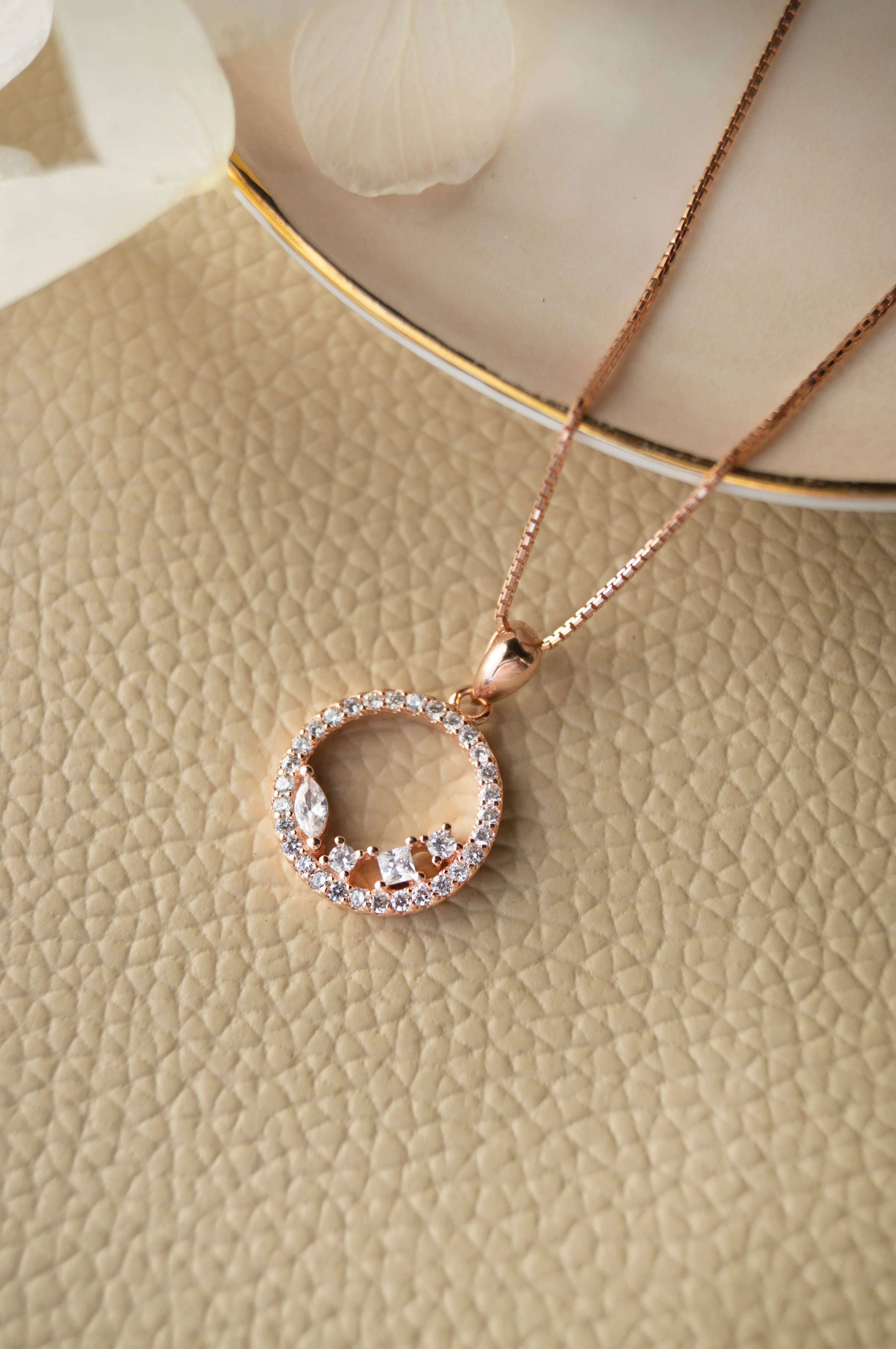 Blossom Circle Rose Gold Plated Sterling Silver Pendant