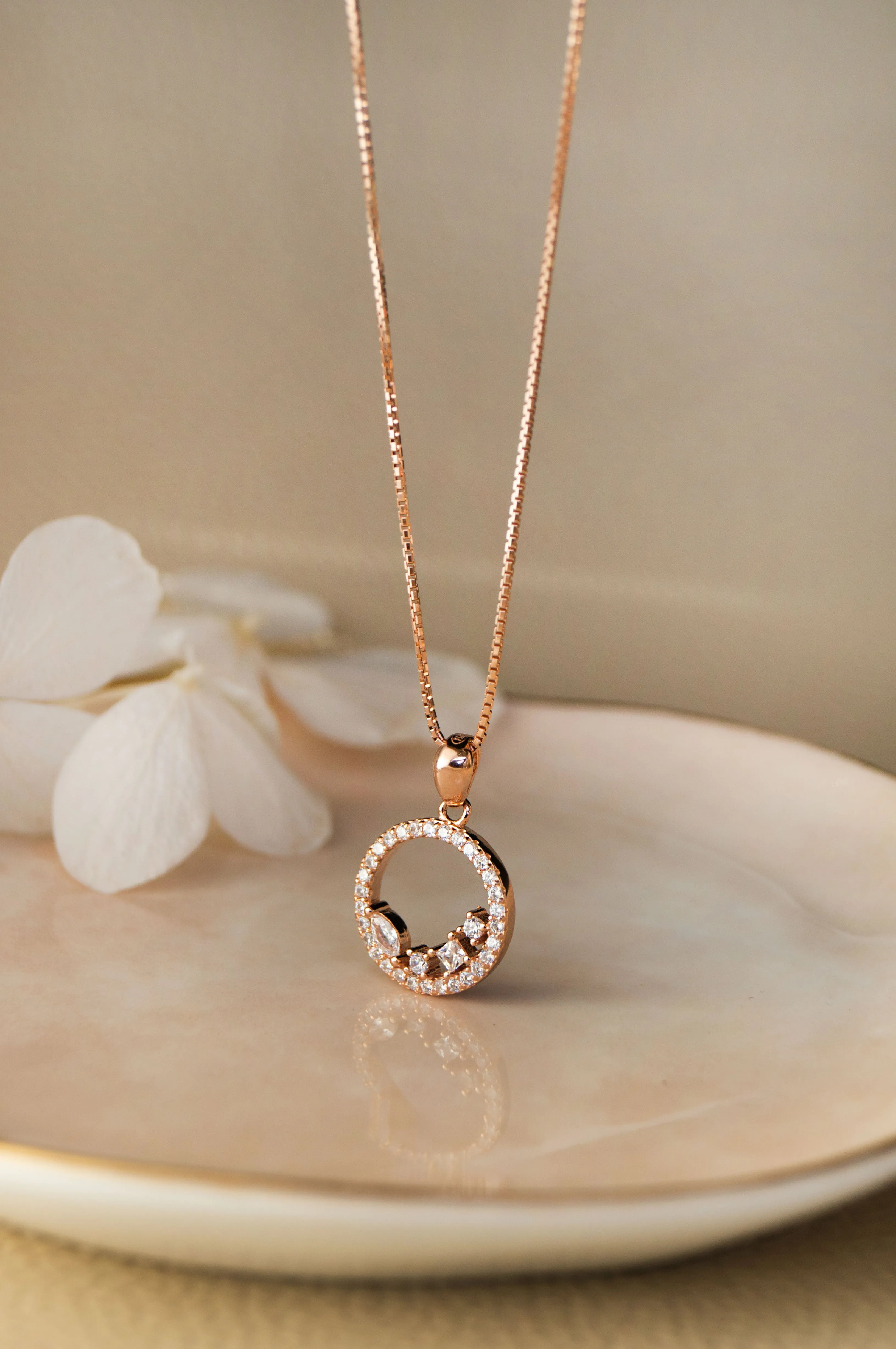 Blossom Circle Rose Gold Plated Sterling Silver Pendant