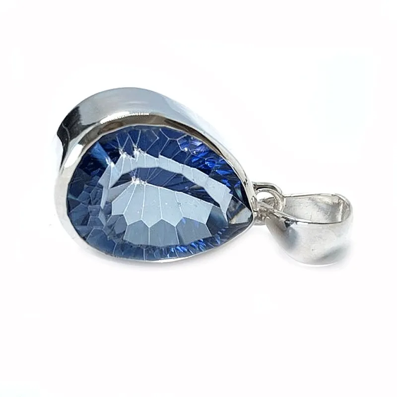 Blue Mystic Quartz Teardrop Pendant