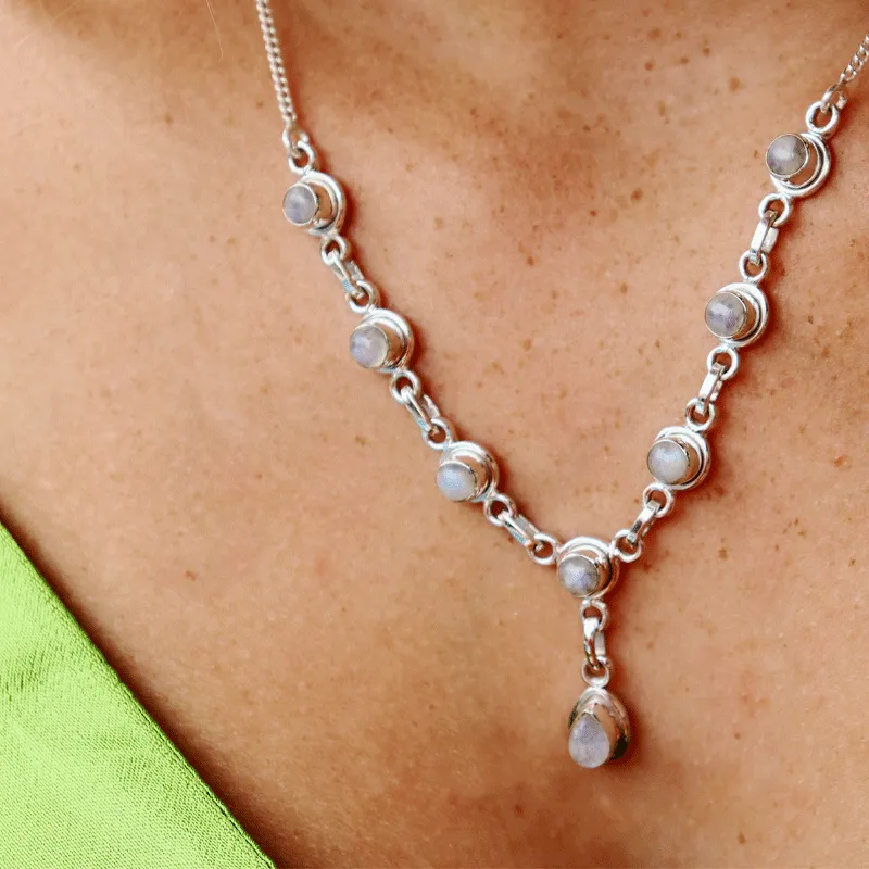 Boho Moonstone Silver Necklace