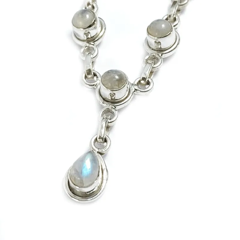 Boho Moonstone Silver Necklace