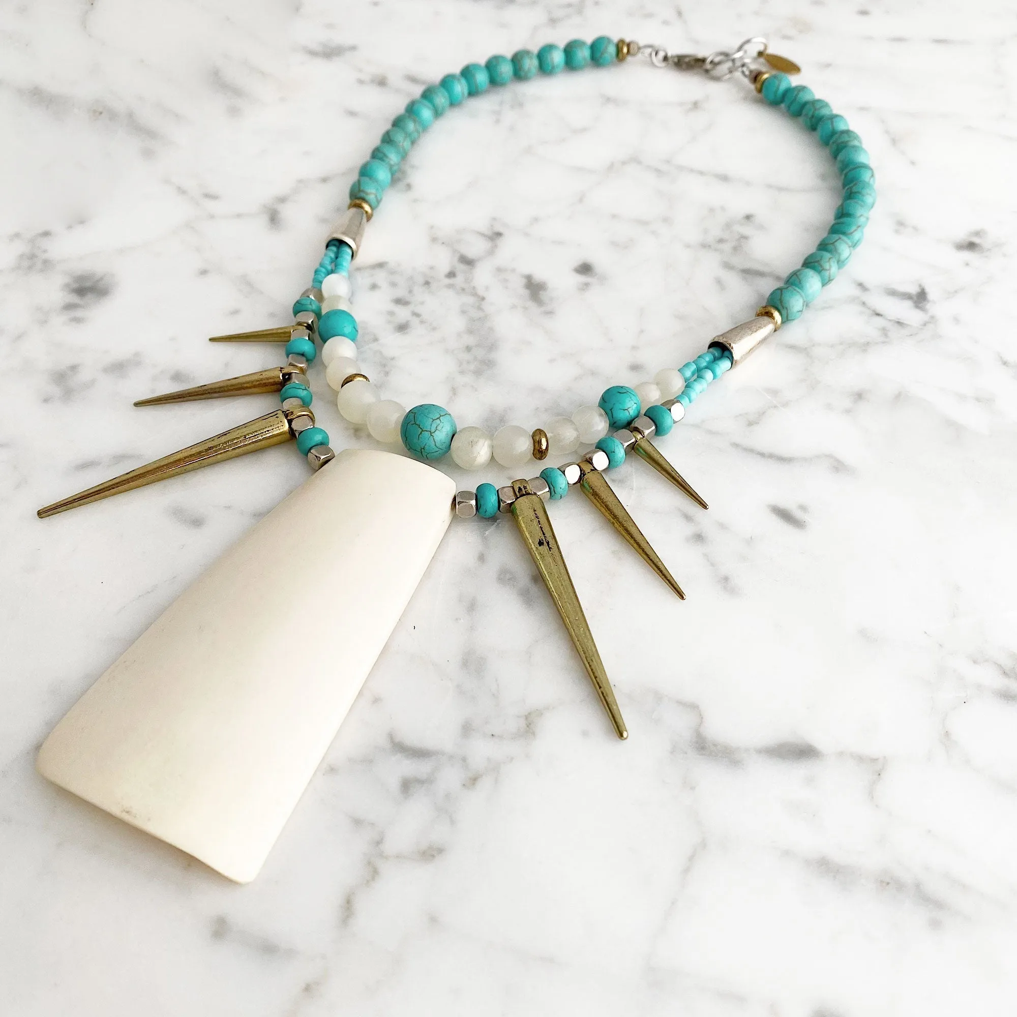 CATORI vintage bone and turquoise necklace