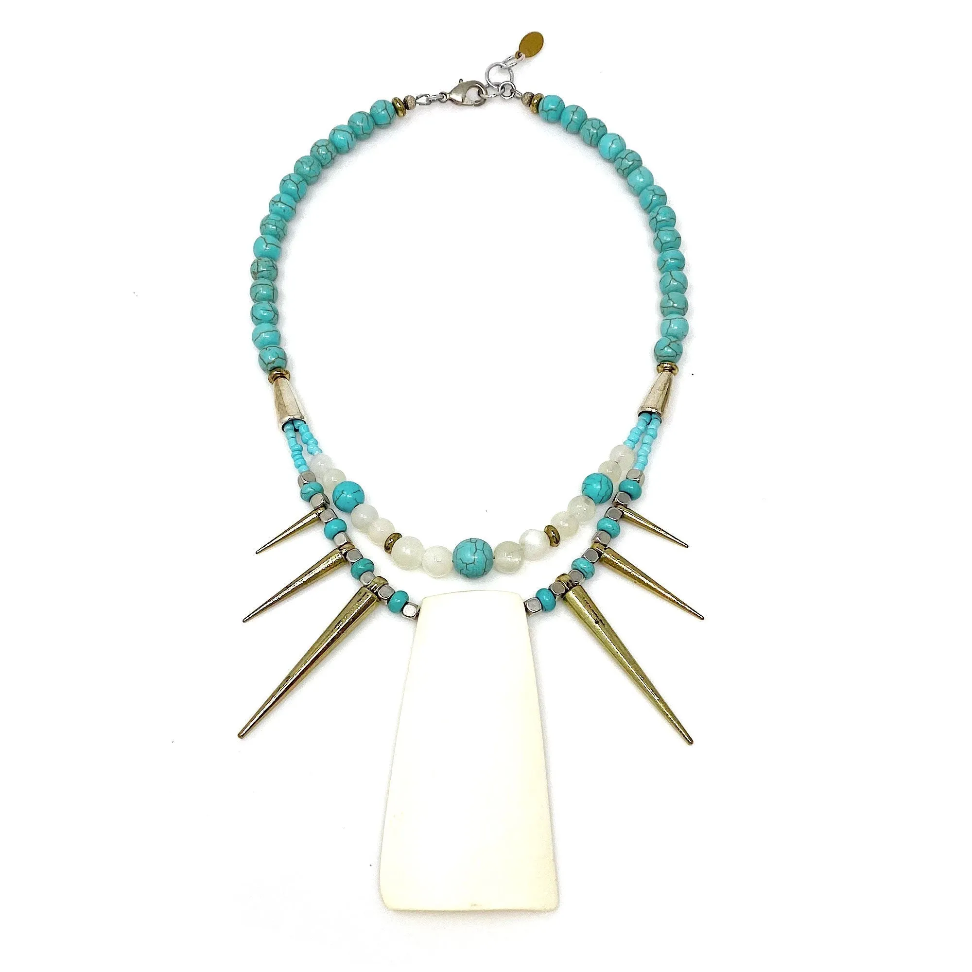 CATORI vintage bone and turquoise necklace