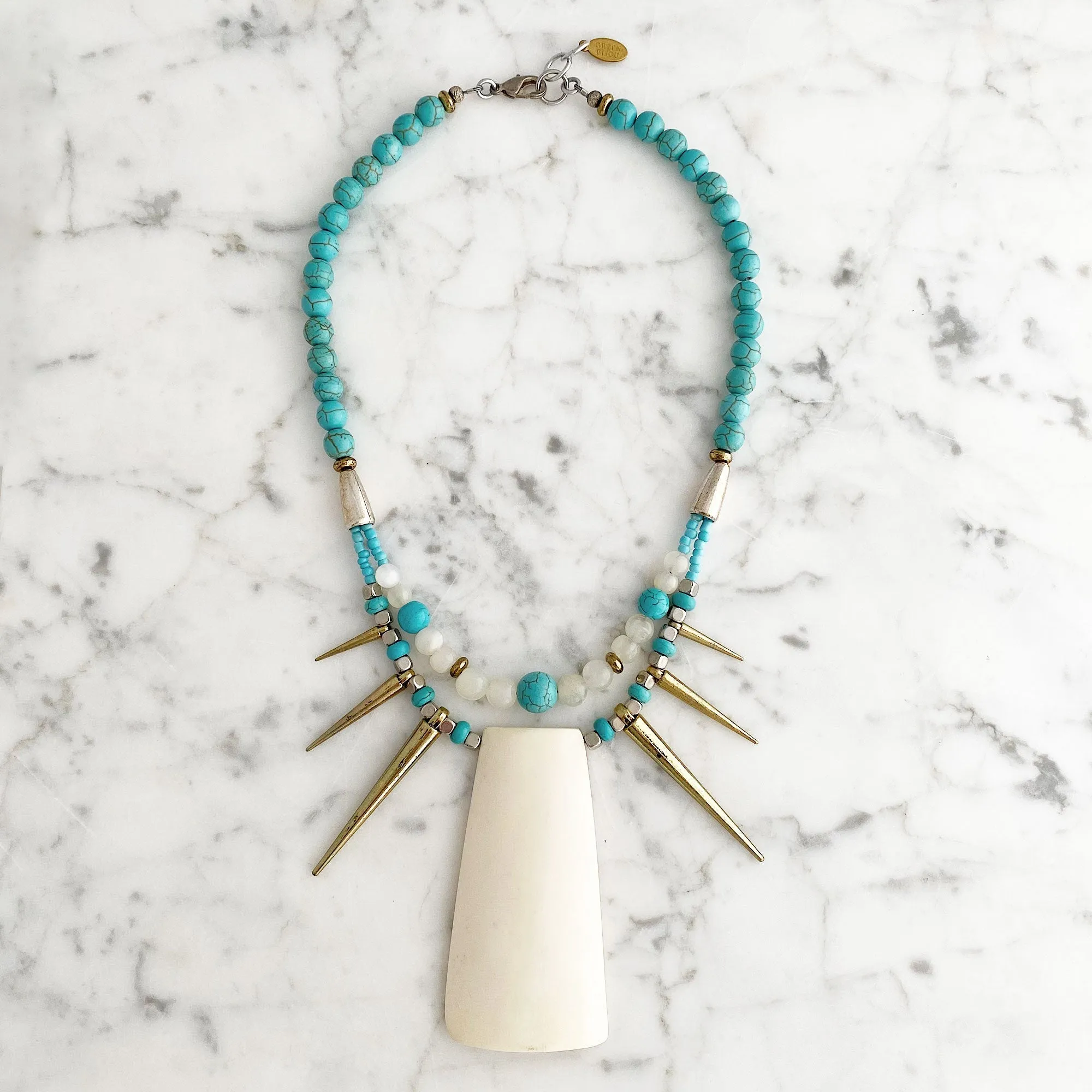 CATORI vintage bone and turquoise necklace