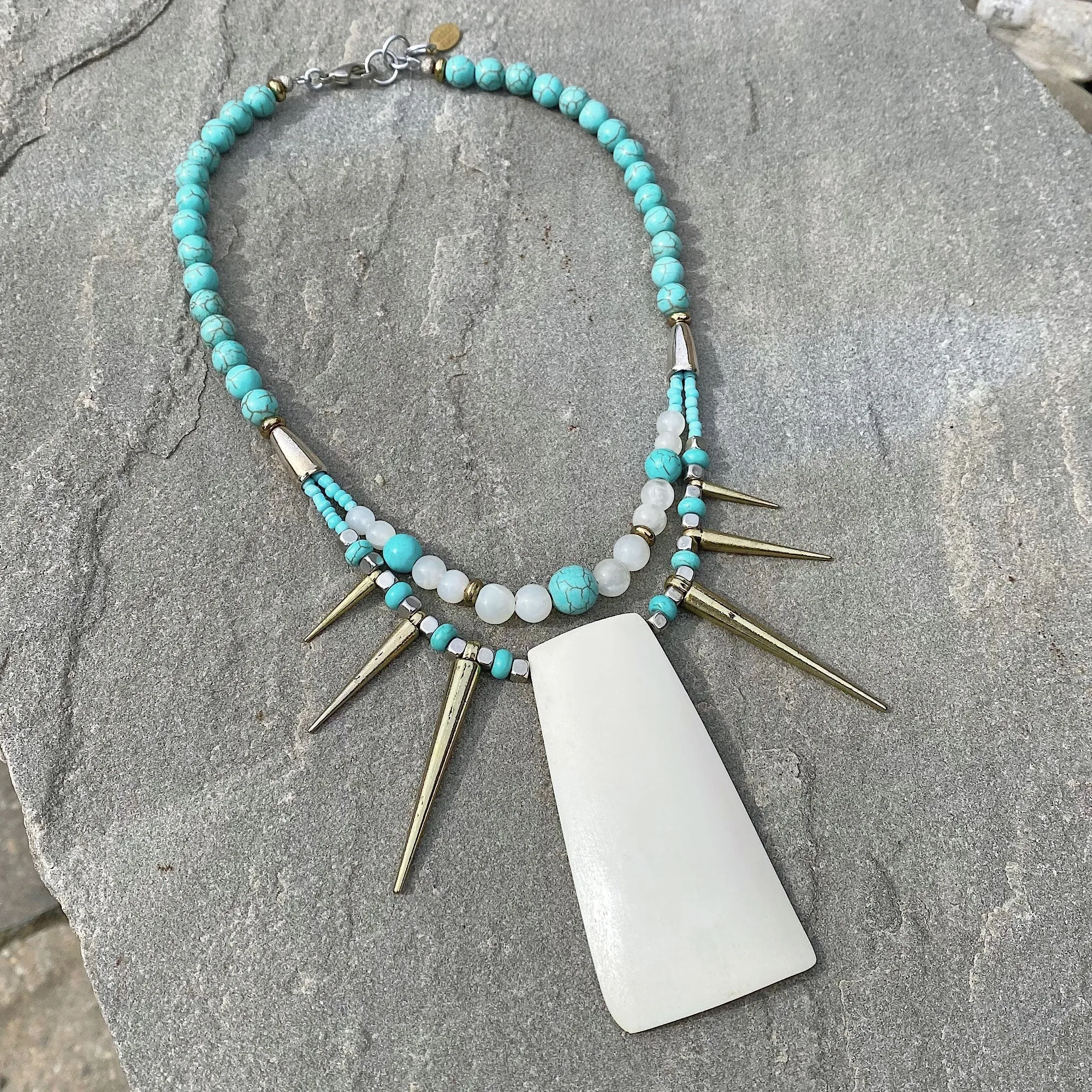 CATORI vintage bone and turquoise necklace