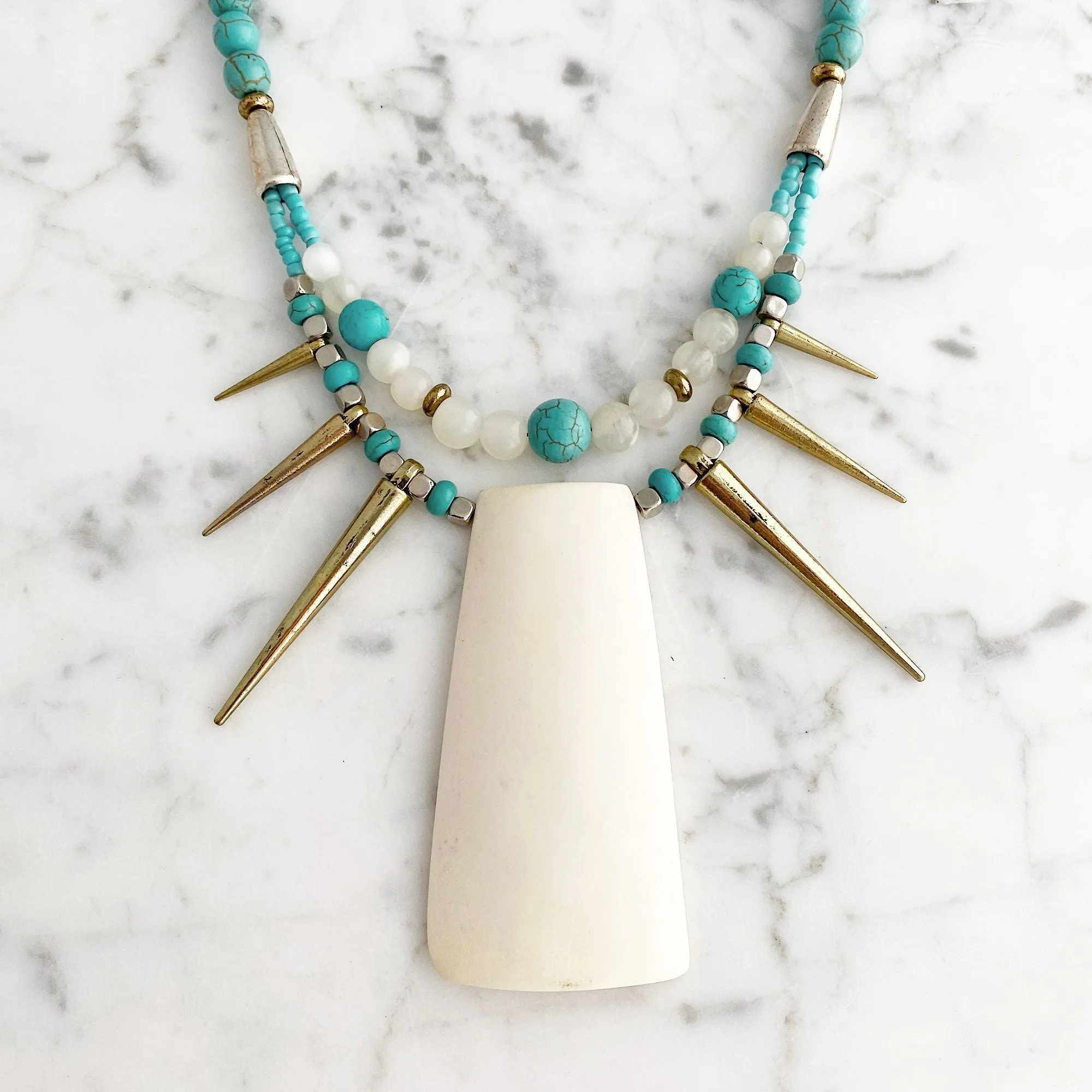 CATORI vintage bone and turquoise necklace