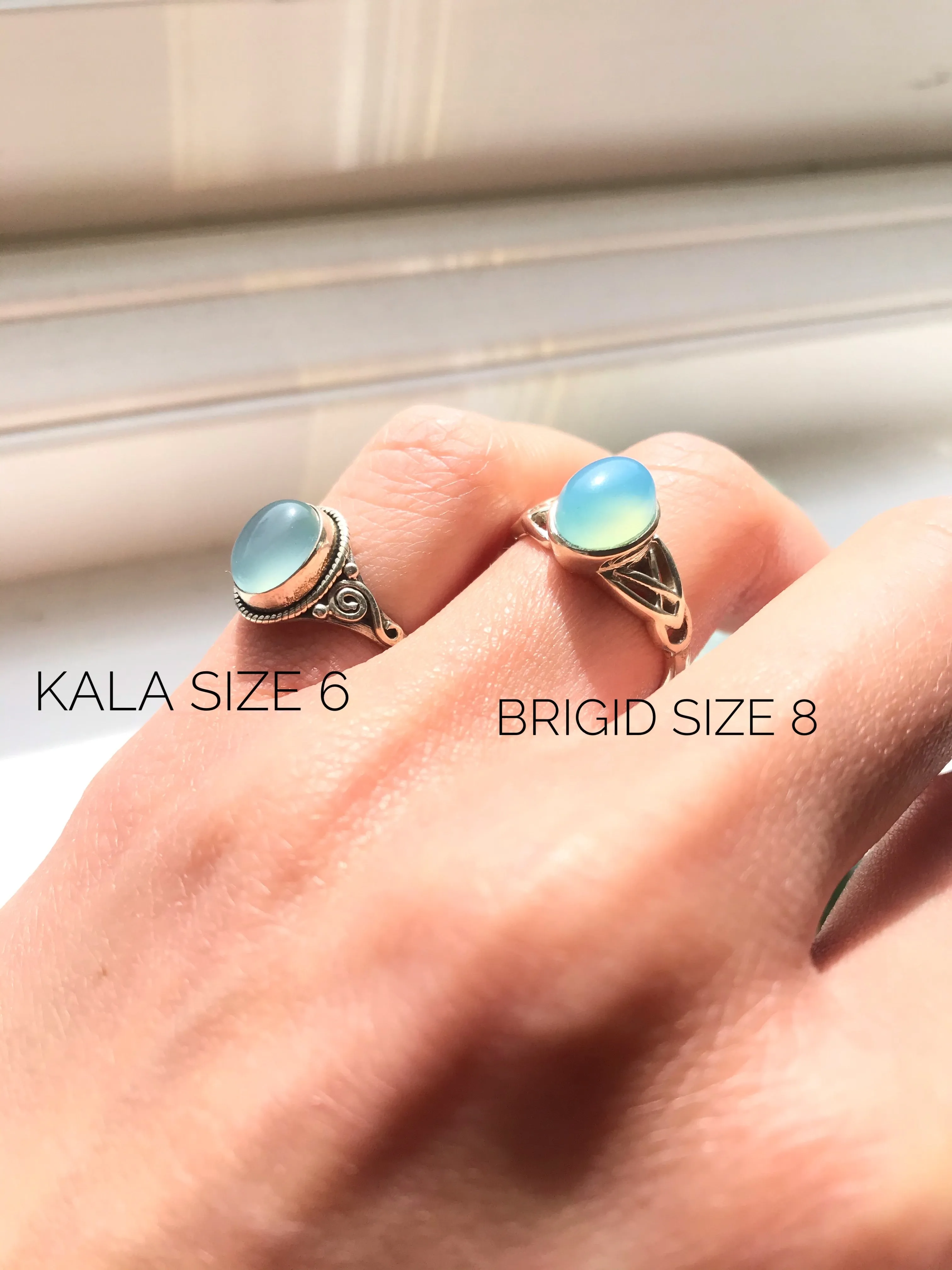 Chalcedony Kala & Brigid Rings