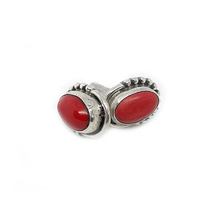 Chotto Red Coral Oval Earrings