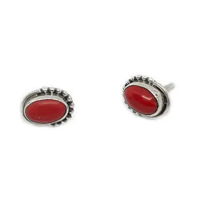 Chotto Red Coral Oval Earrings