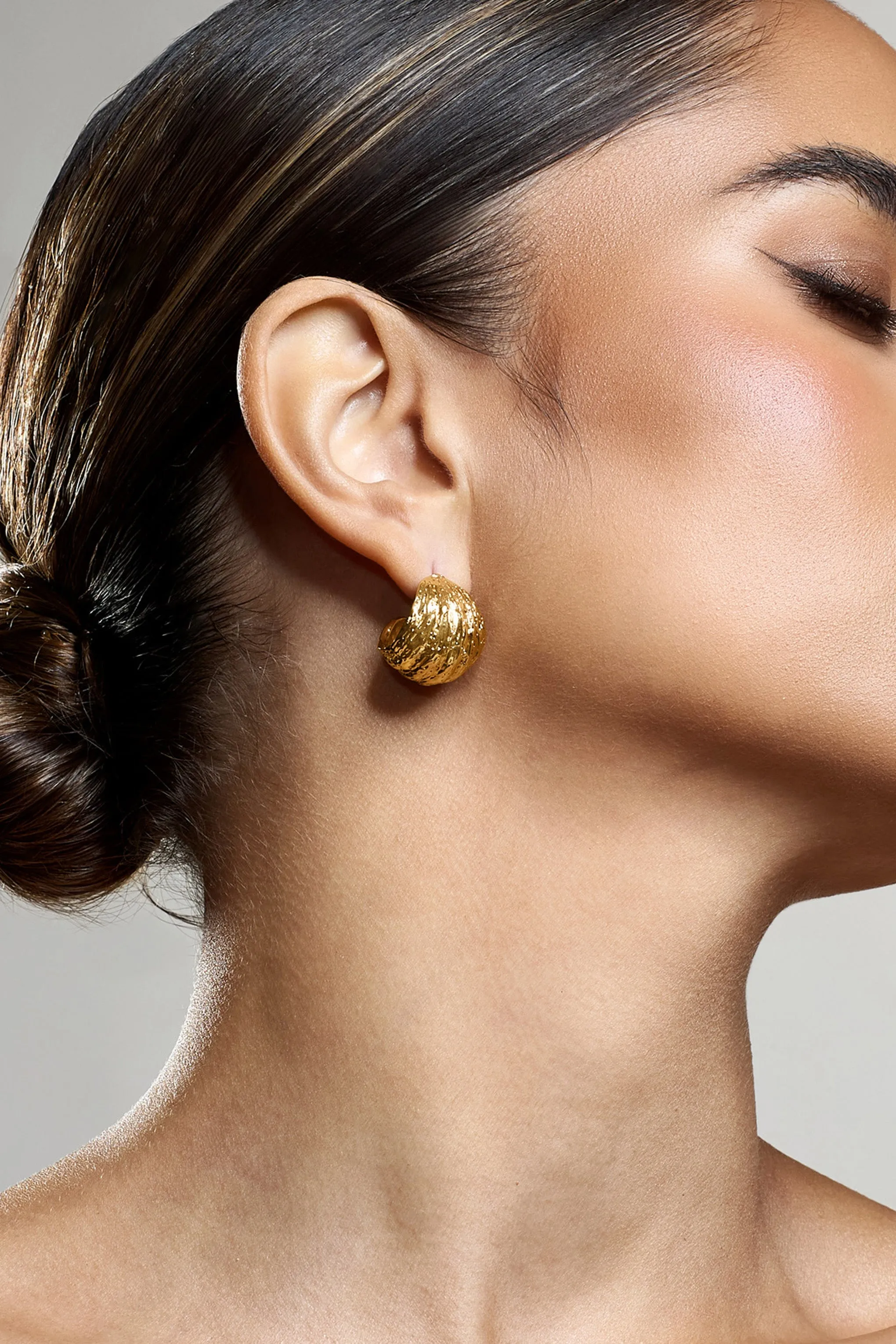 Christabel | Gold Textured Huggie Earrings