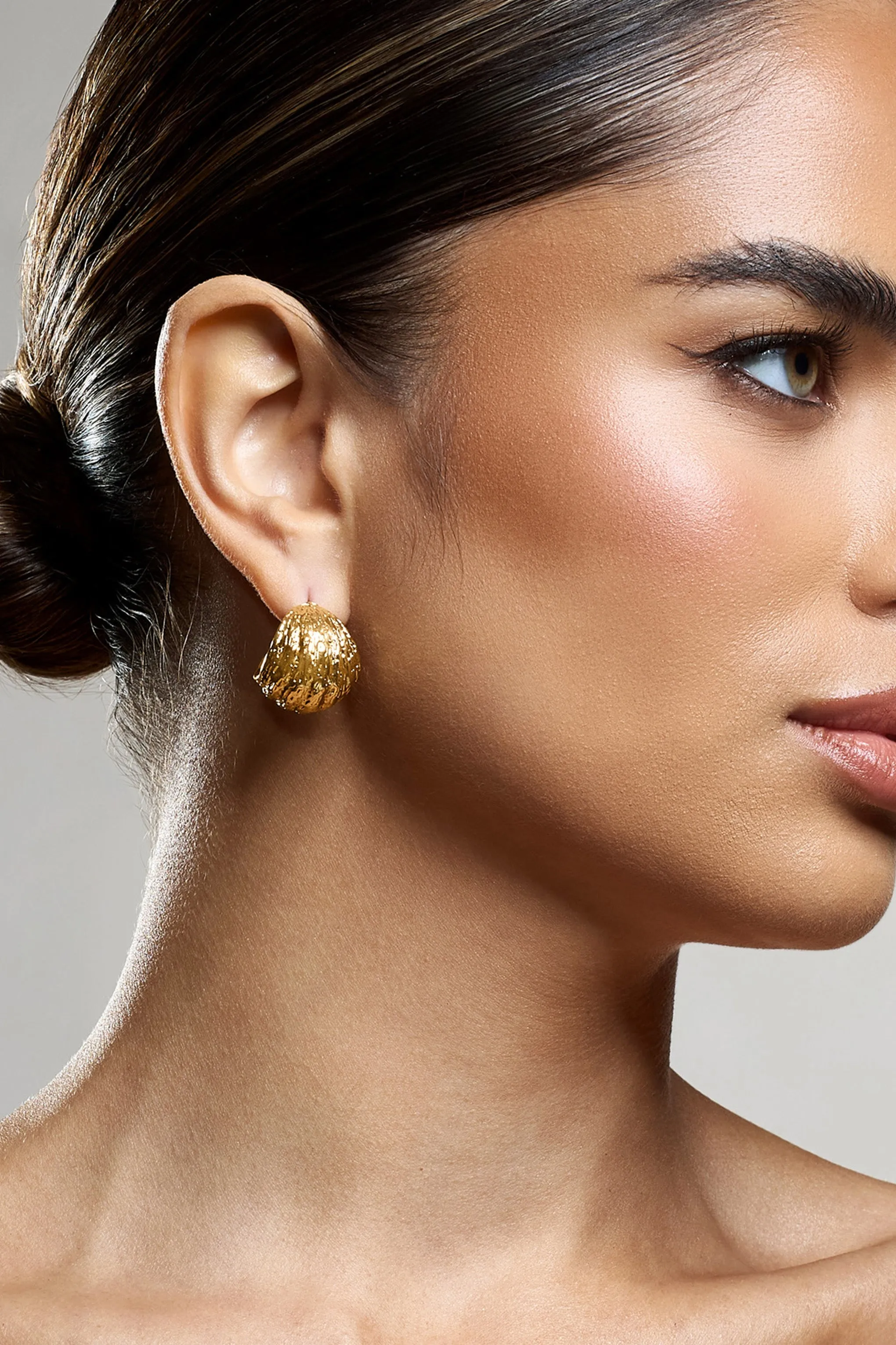 Christabel | Gold Textured Huggie Earrings