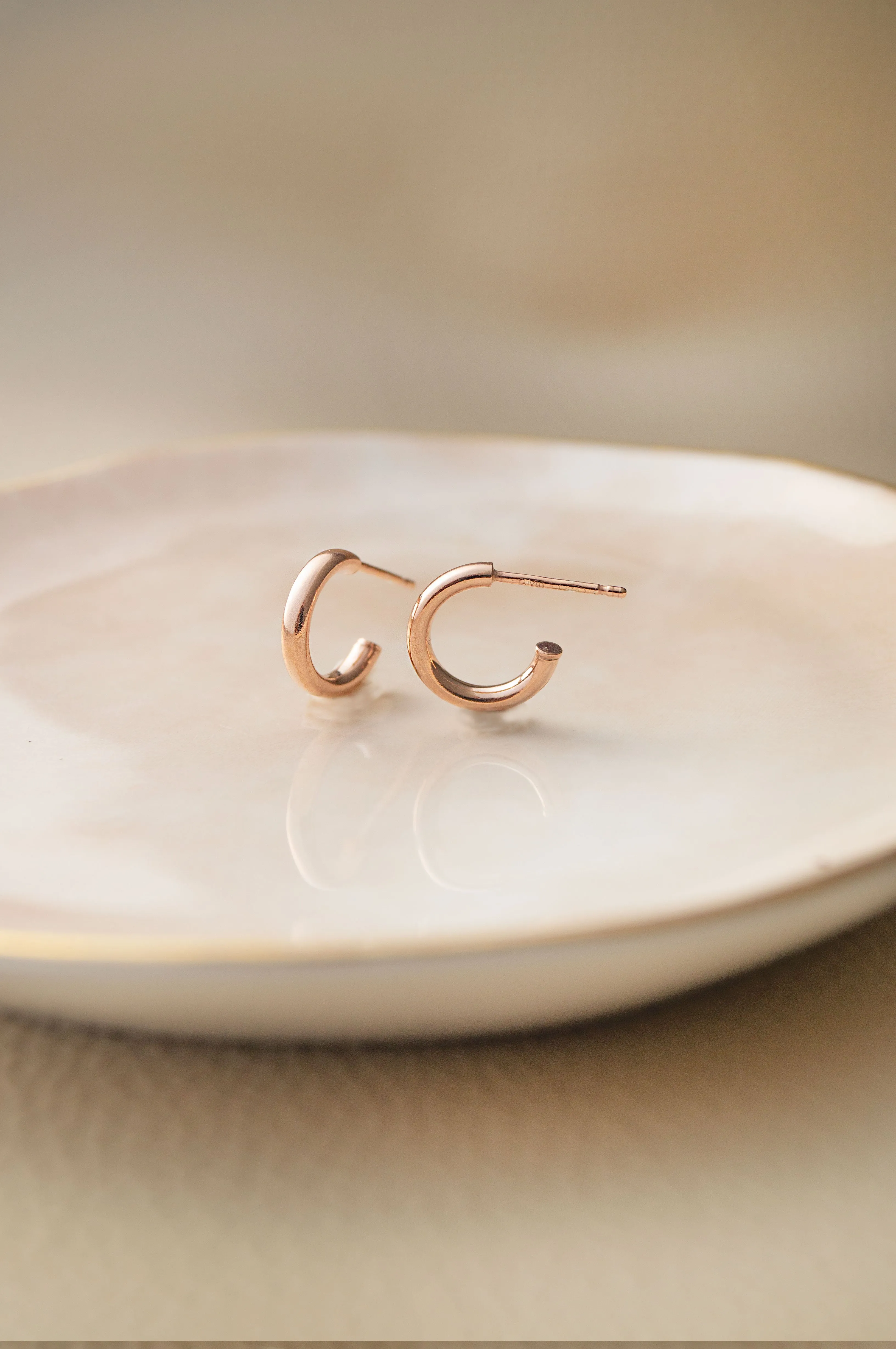 Classic Curve Rose Gold Plated Sterling Silver French Hoop Earrings