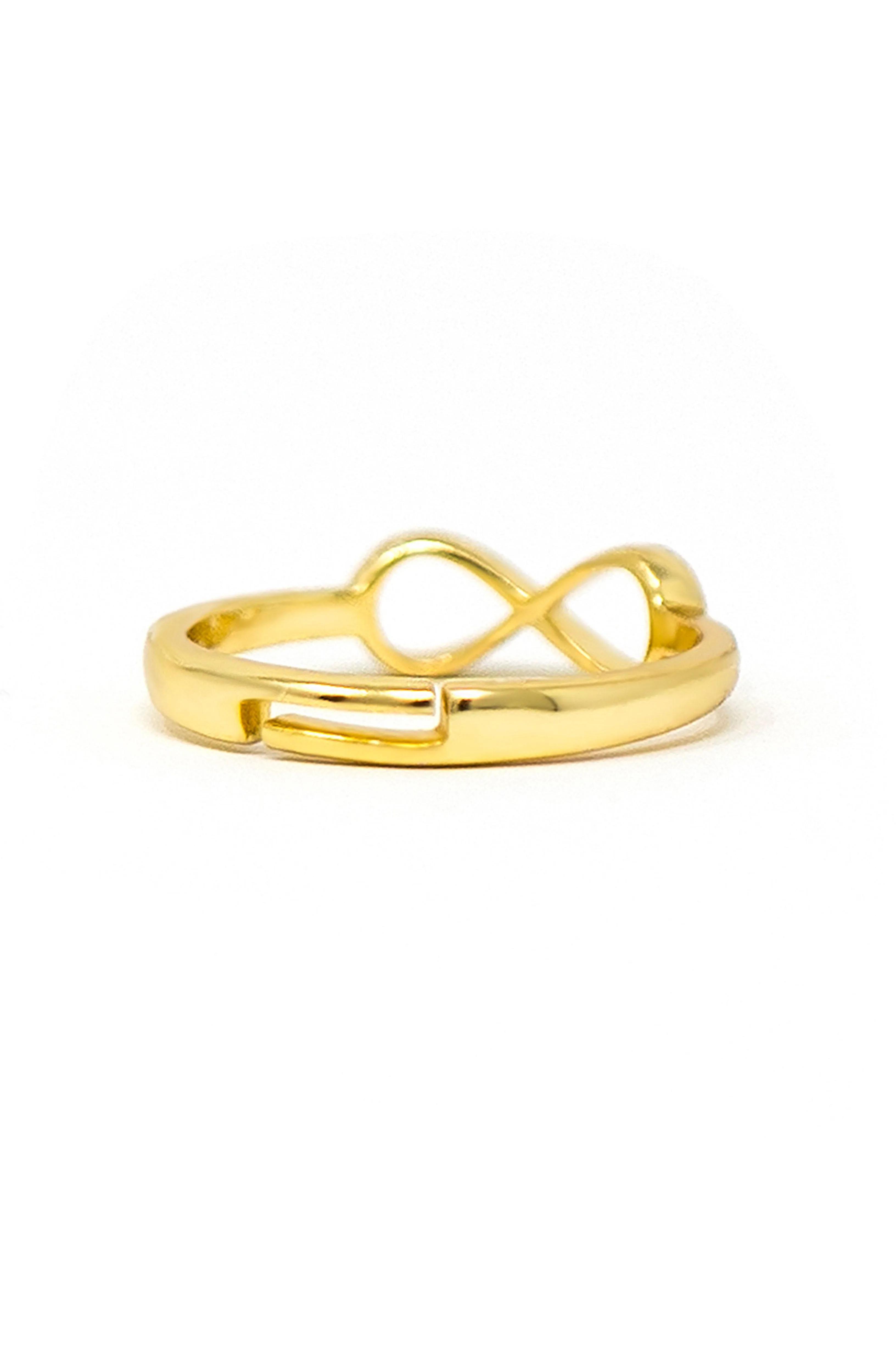 Classic Infinity Gold Plated Sterling Silver Adjustable Ring