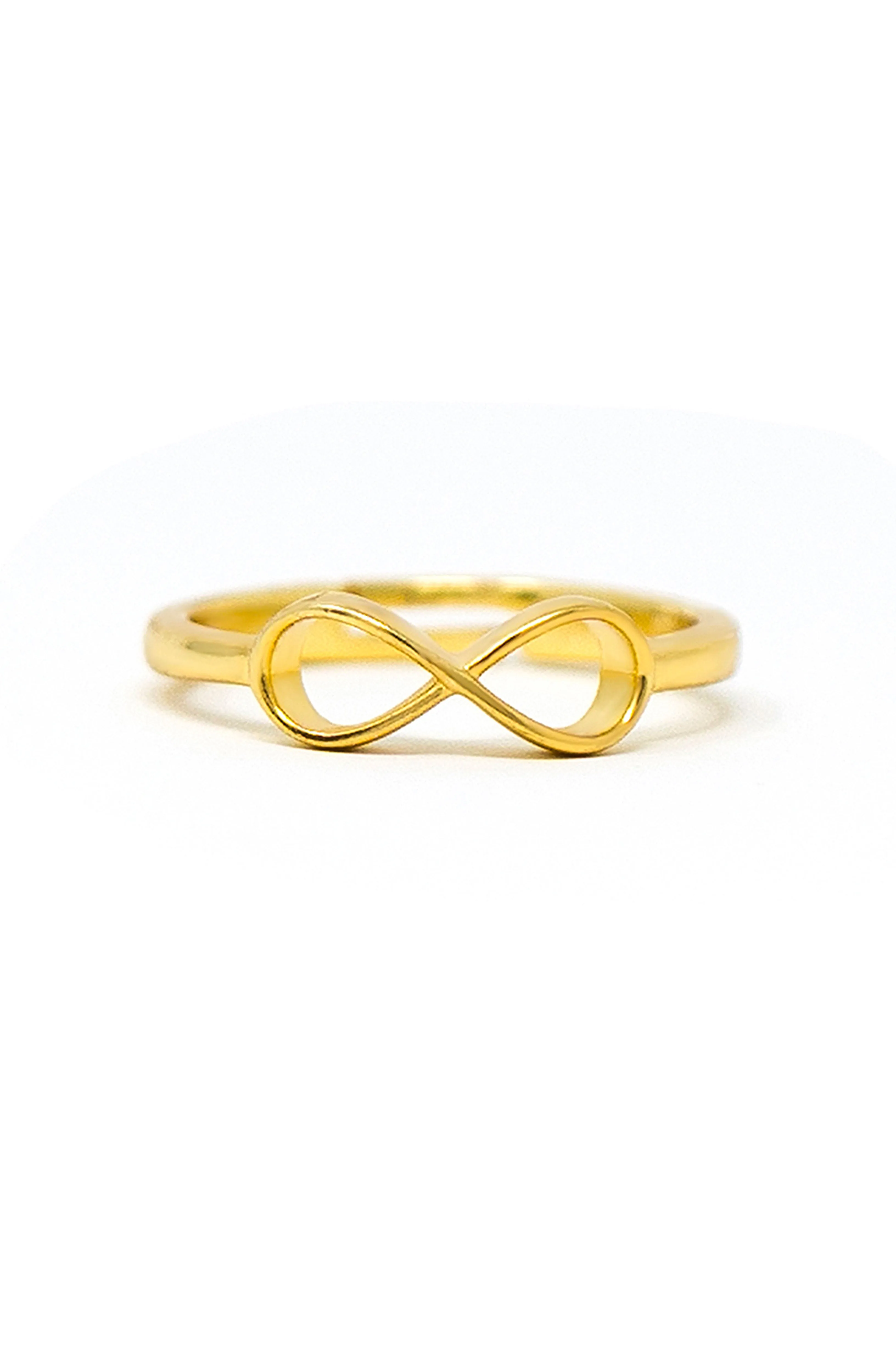 Classic Infinity Gold Plated Sterling Silver Adjustable Ring