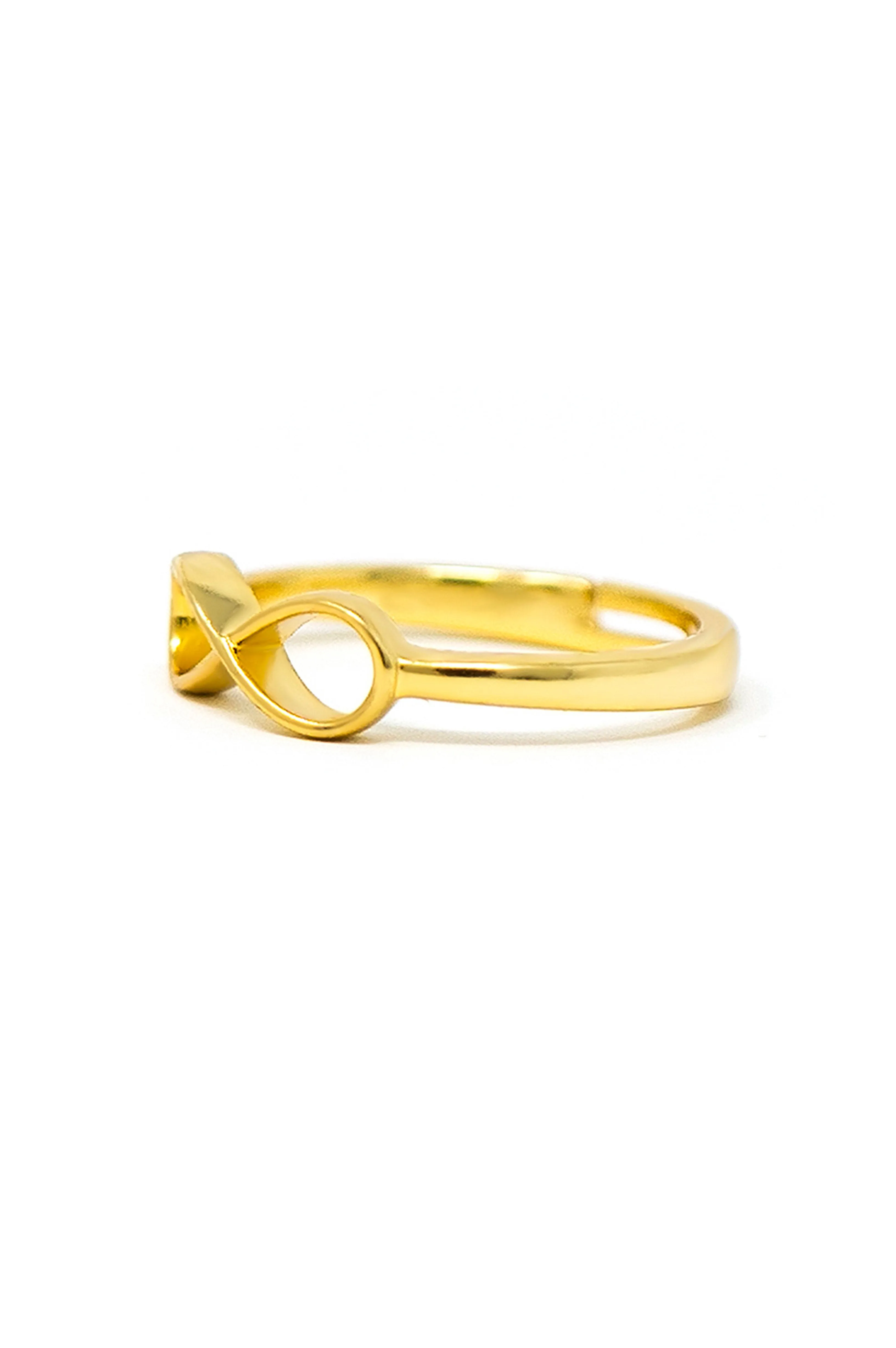 Classic Infinity Gold Plated Sterling Silver Adjustable Ring