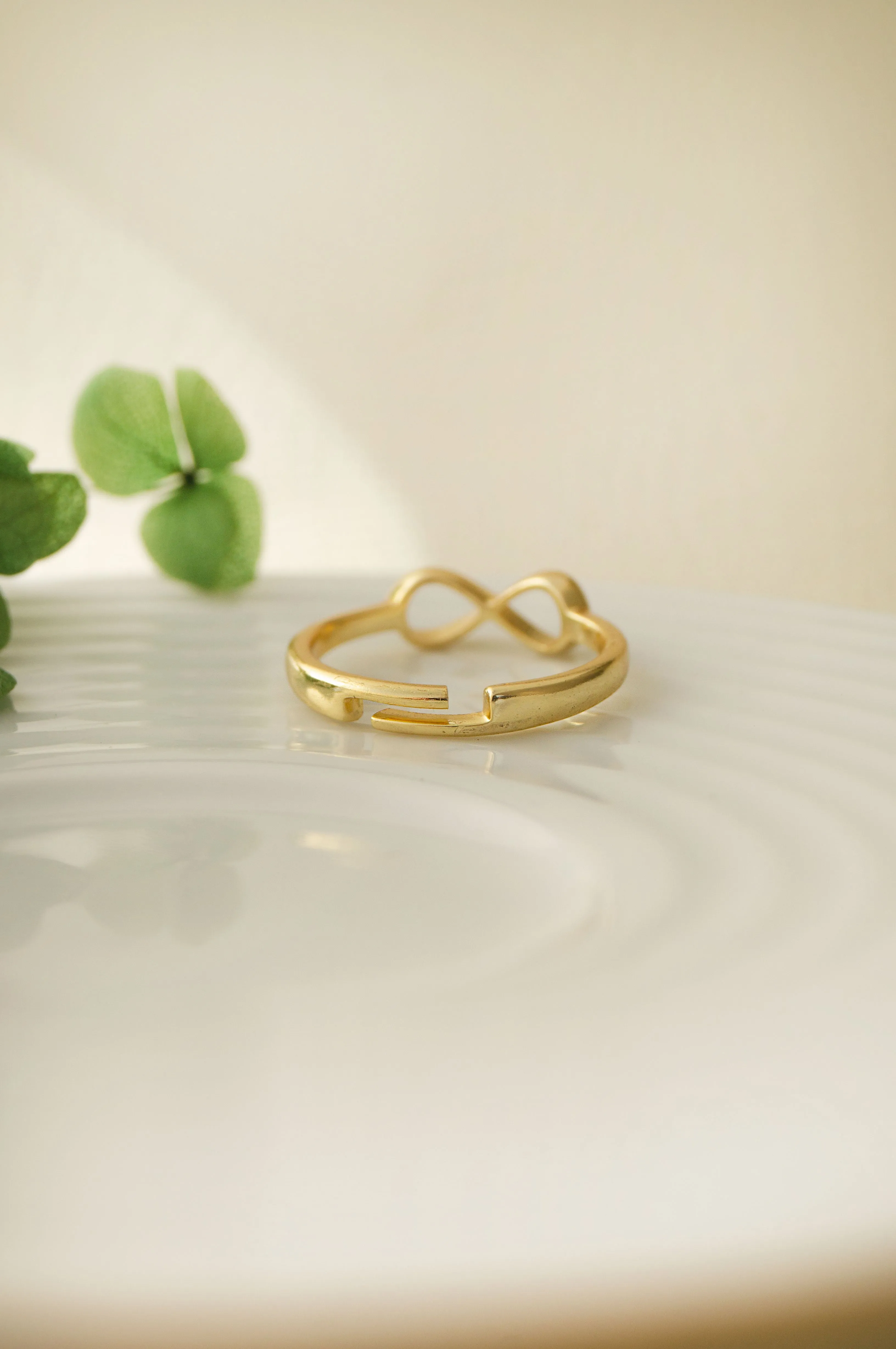 Classic Infinity Gold Plated Sterling Silver Adjustable Ring