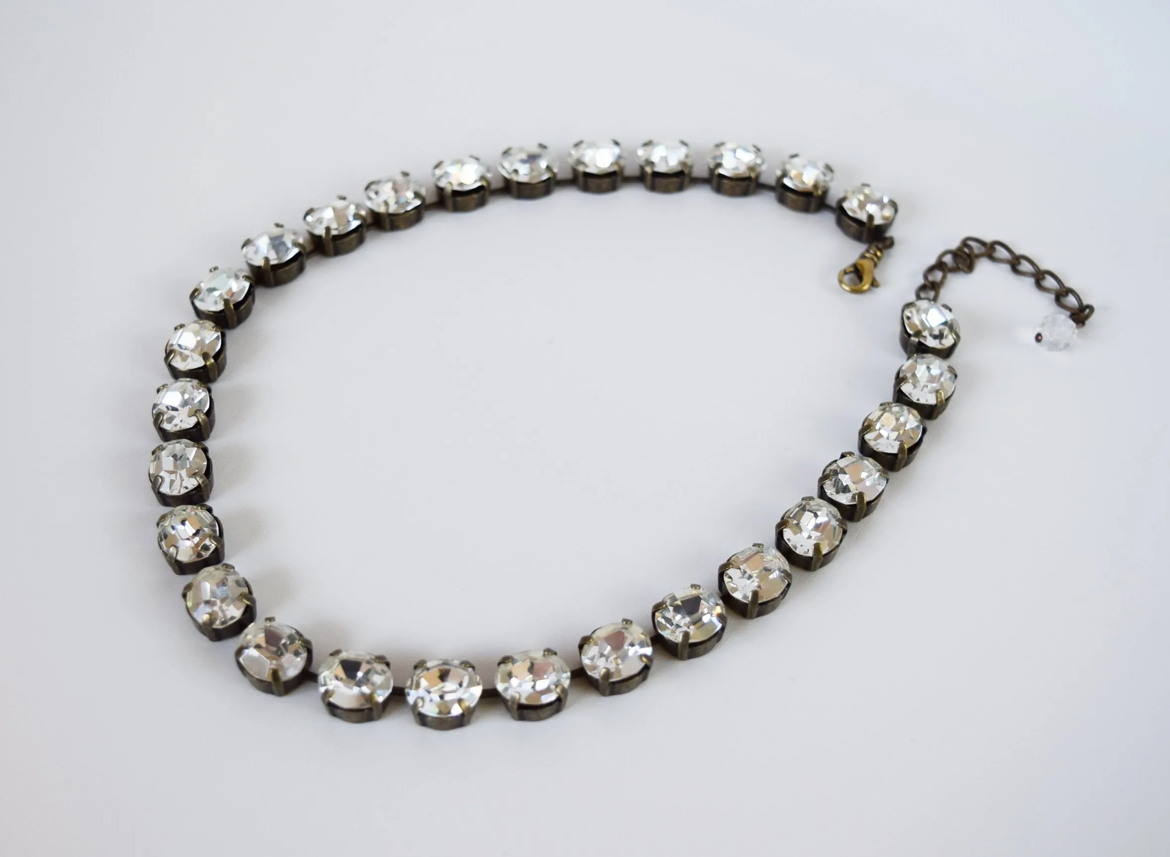 Clear Crystal Swarovski Collet Necklace - Small Oval