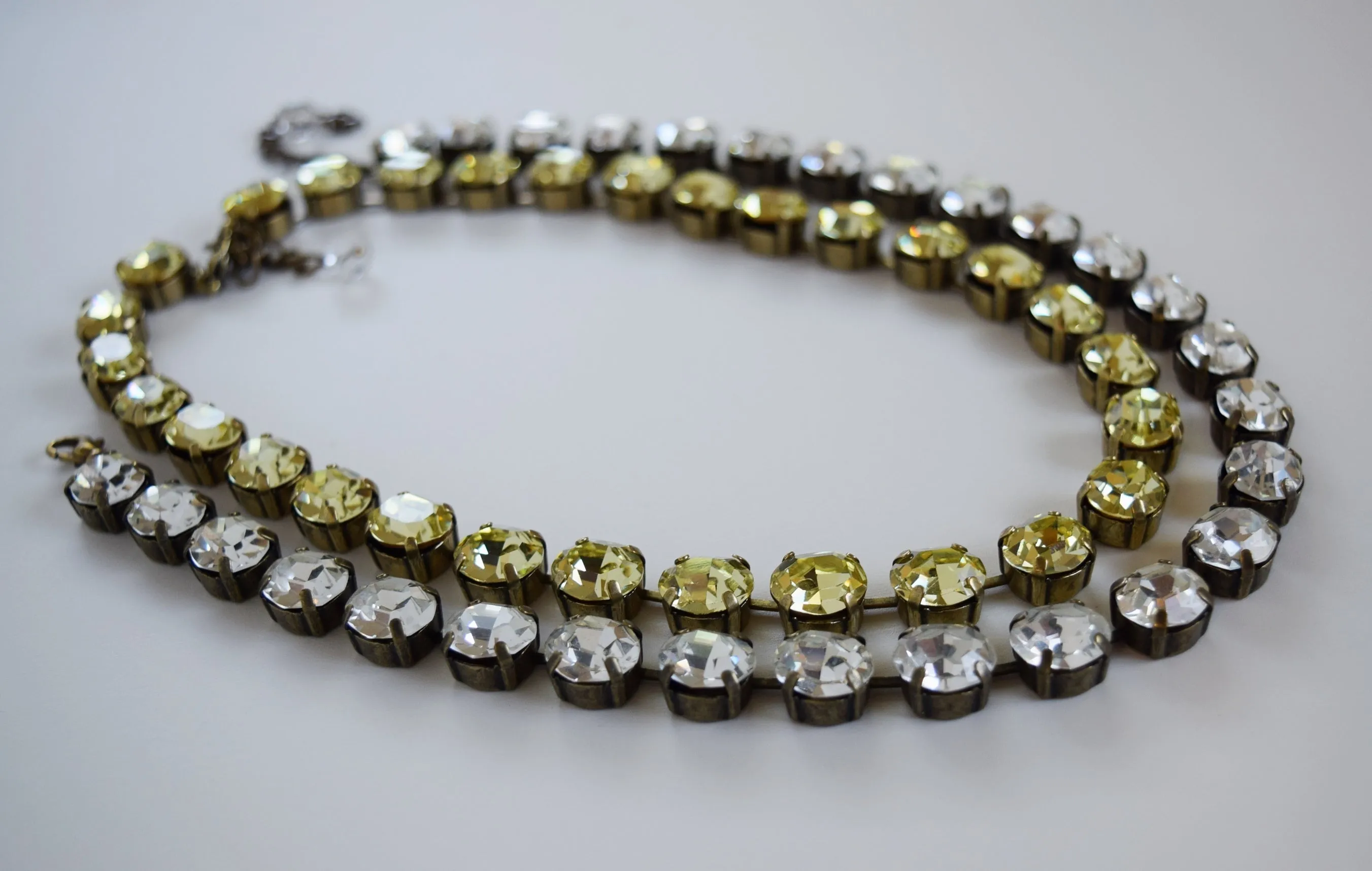 Clear Crystal Swarovski Collet Necklace - Small Oval