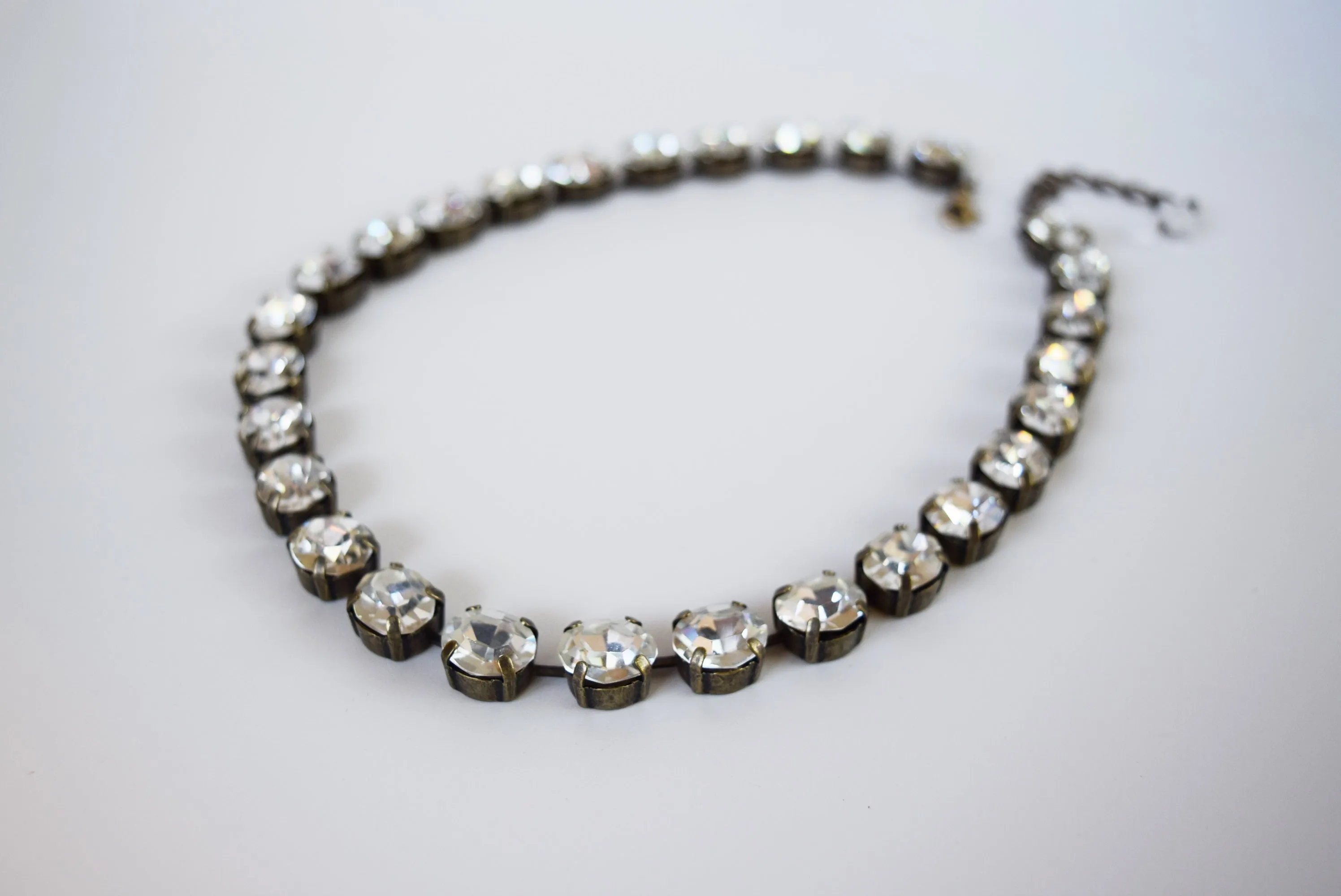 Clear Crystal Swarovski Collet Necklace - Small Oval