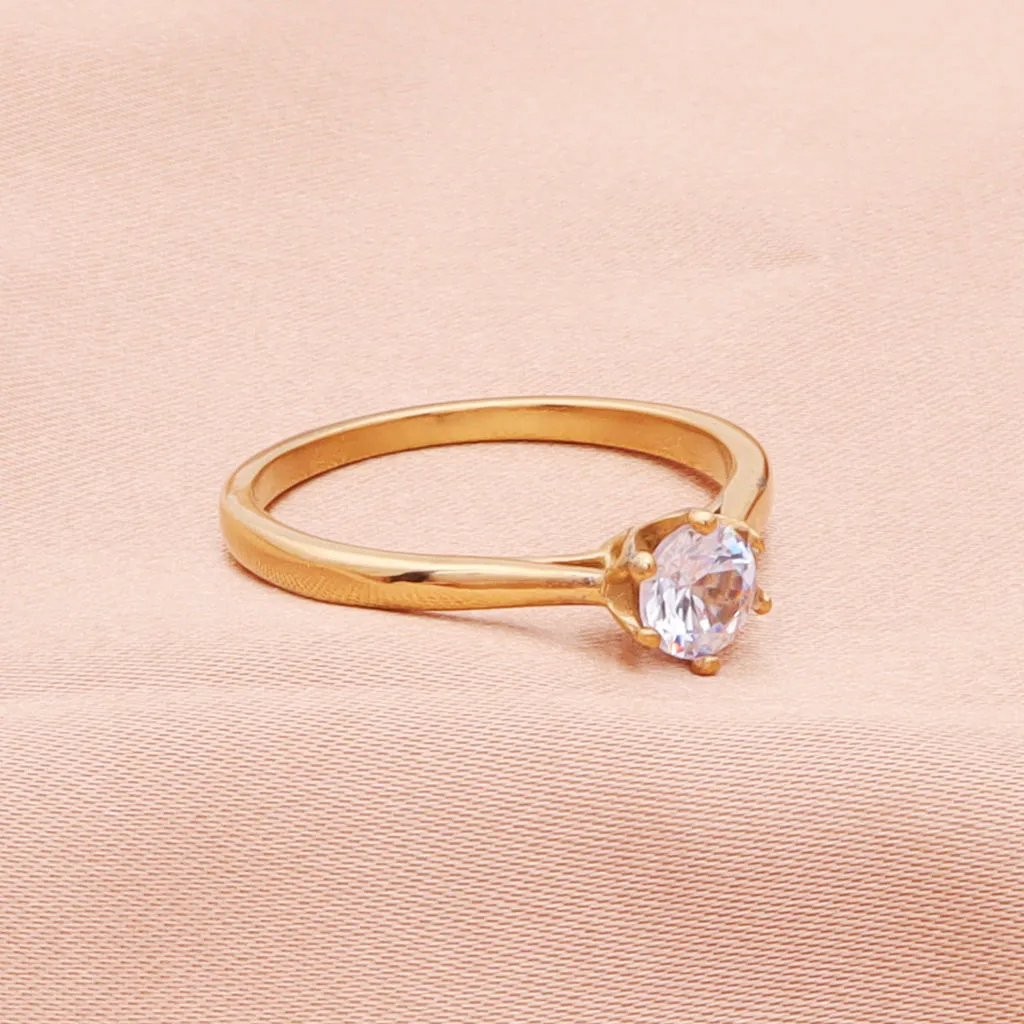 Cubic Zirconia Wedding Engagement Ring - Gold