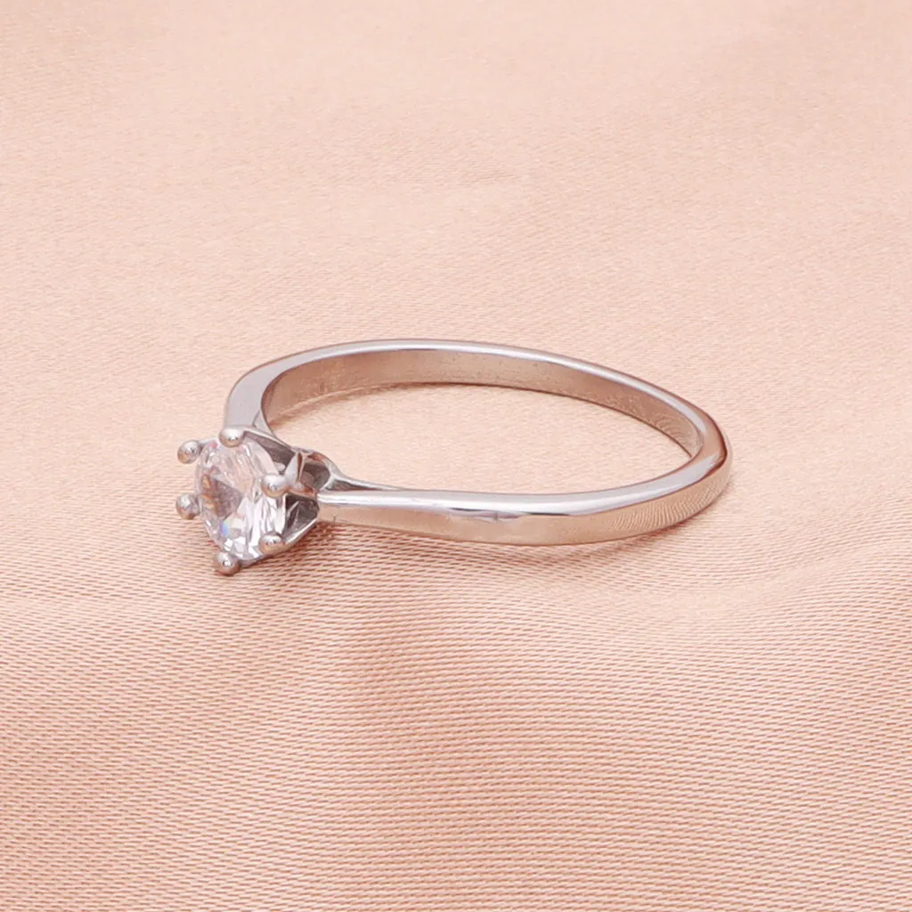 Cubic Zirconia Wedding Engagement Ring - Silver