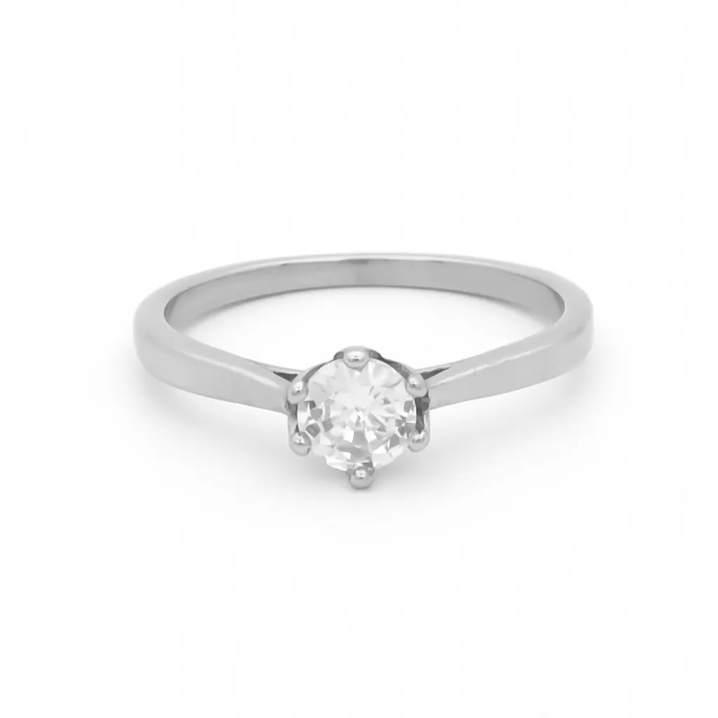 Cubic Zirconia Wedding Engagement Ring - Silver