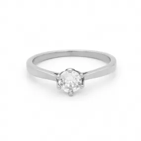 Cubic Zirconia Wedding Engagement Ring - Silver