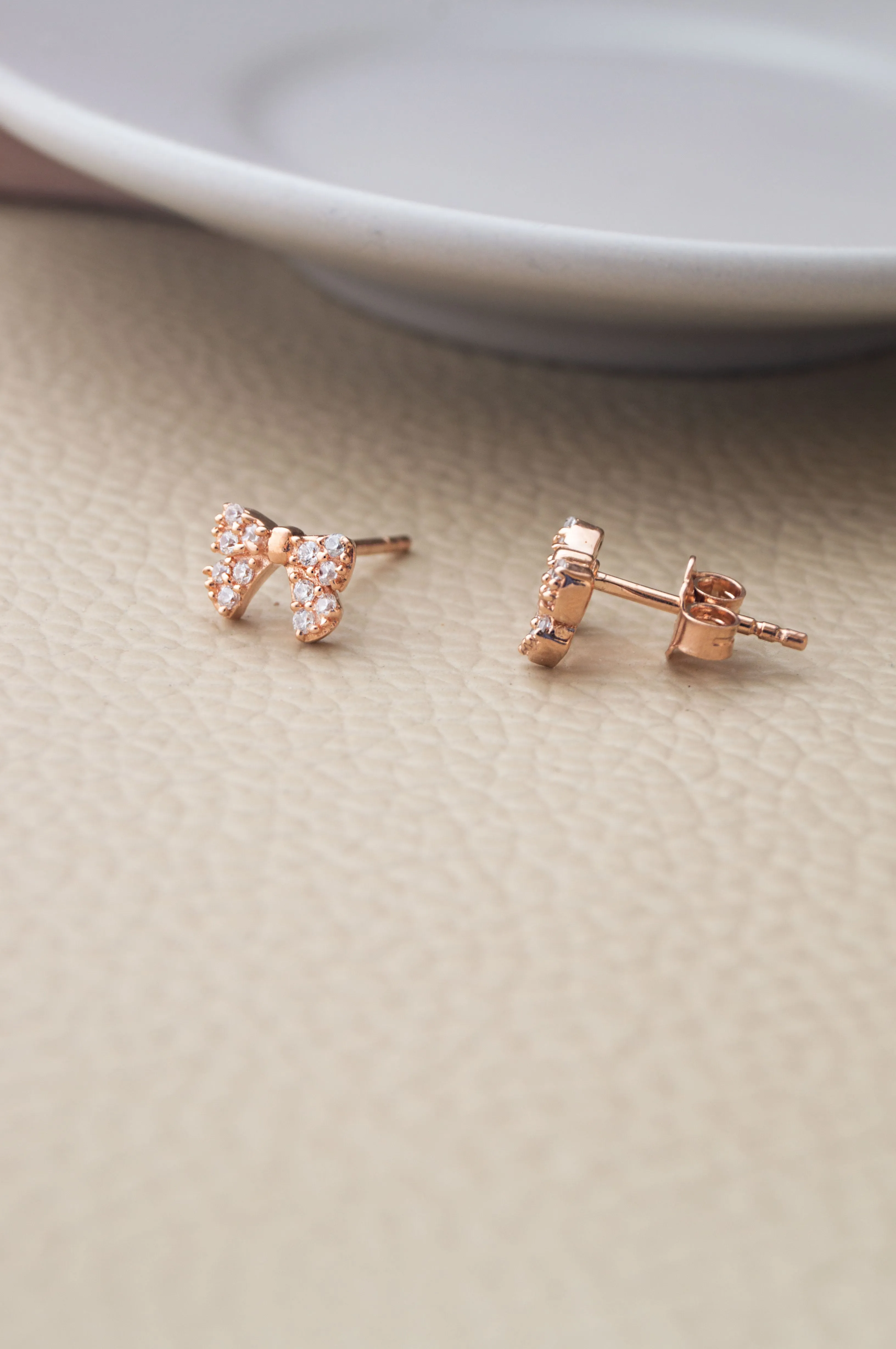 Cutie Bow Rose Gold Plated Sterling Silver Stud Earrings