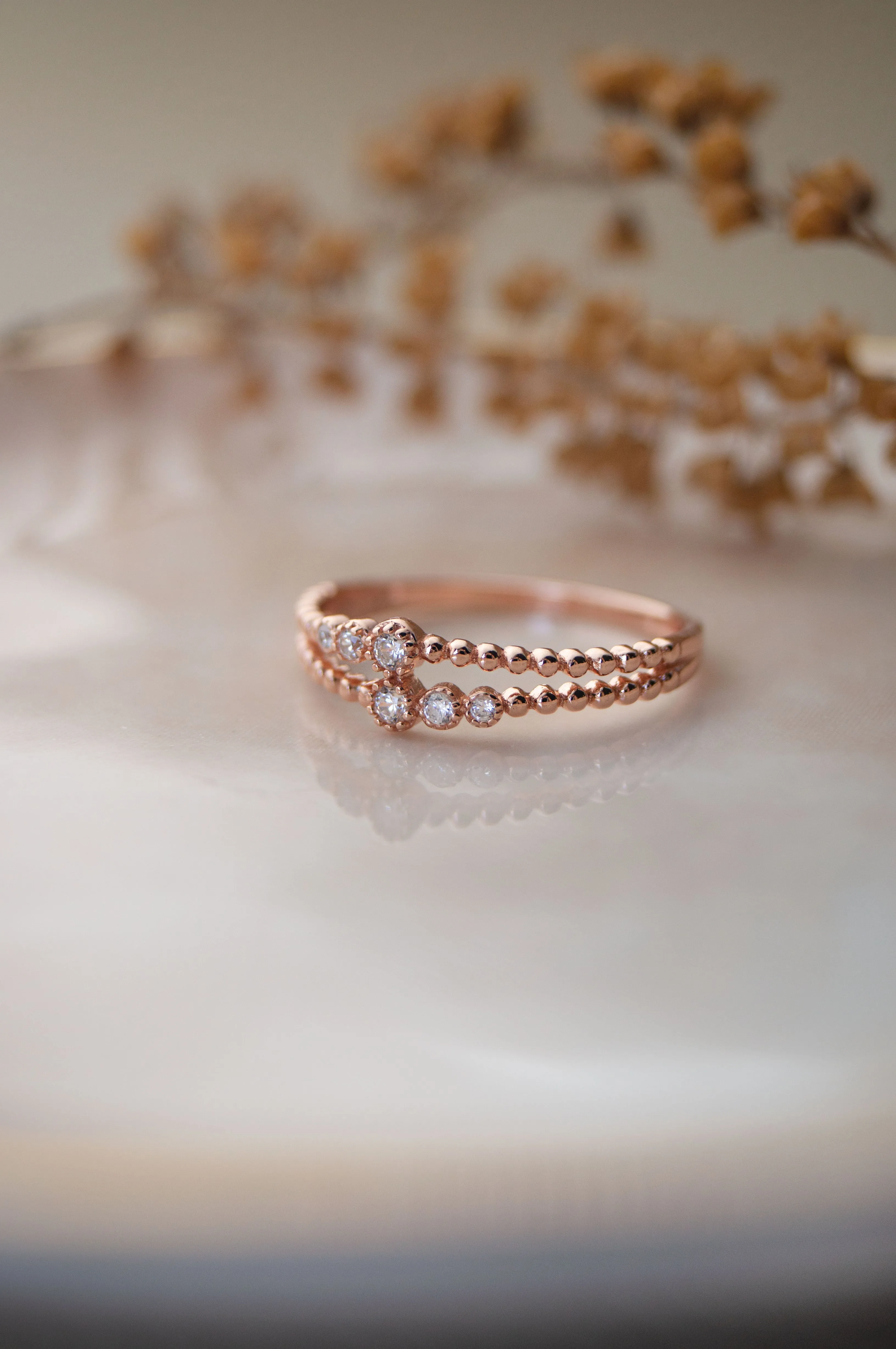 Dainty Miracle Rose Gold Plated Sterling Silver Ring