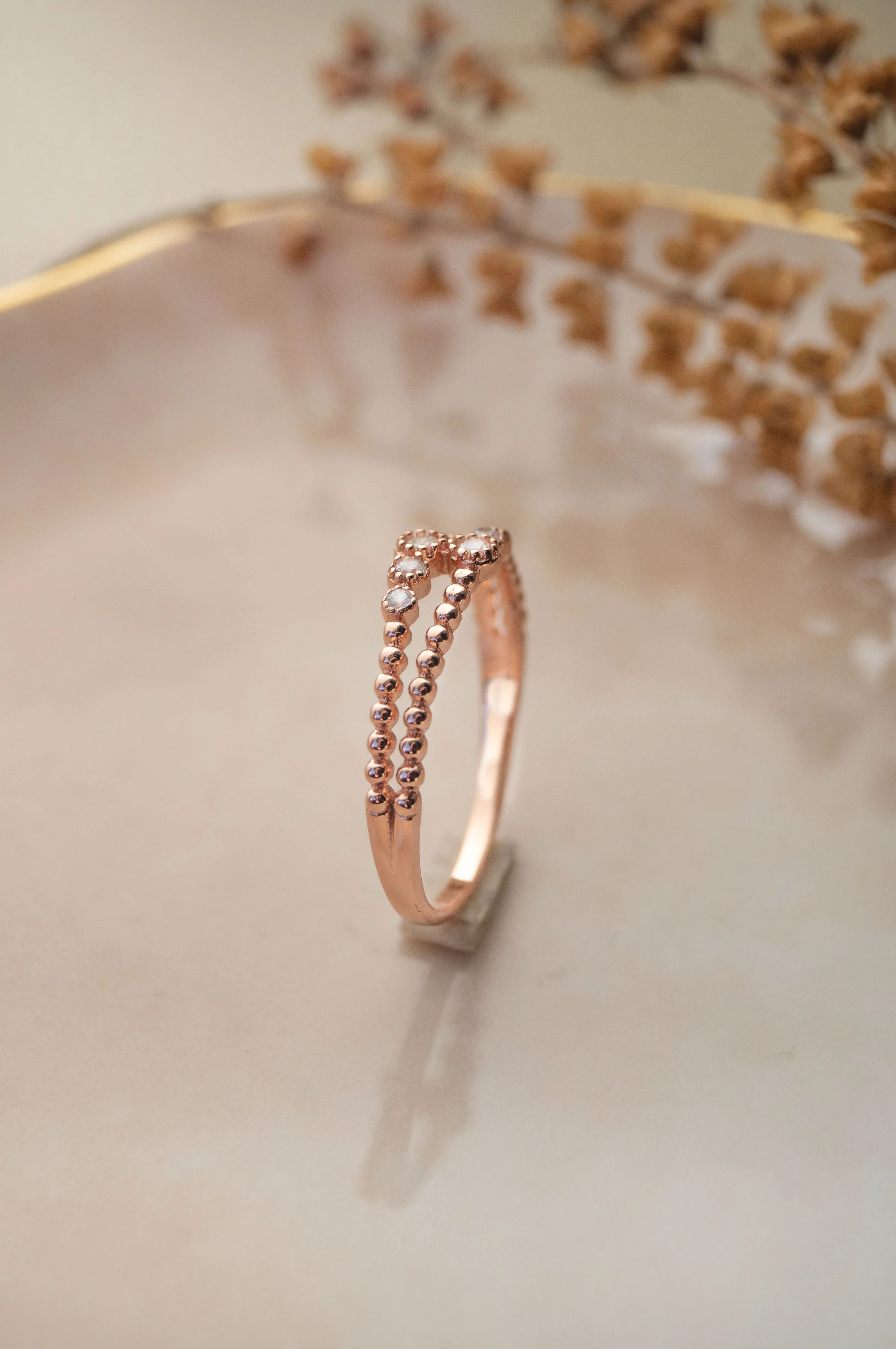 Dainty Miracle Rose Gold Plated Sterling Silver Ring