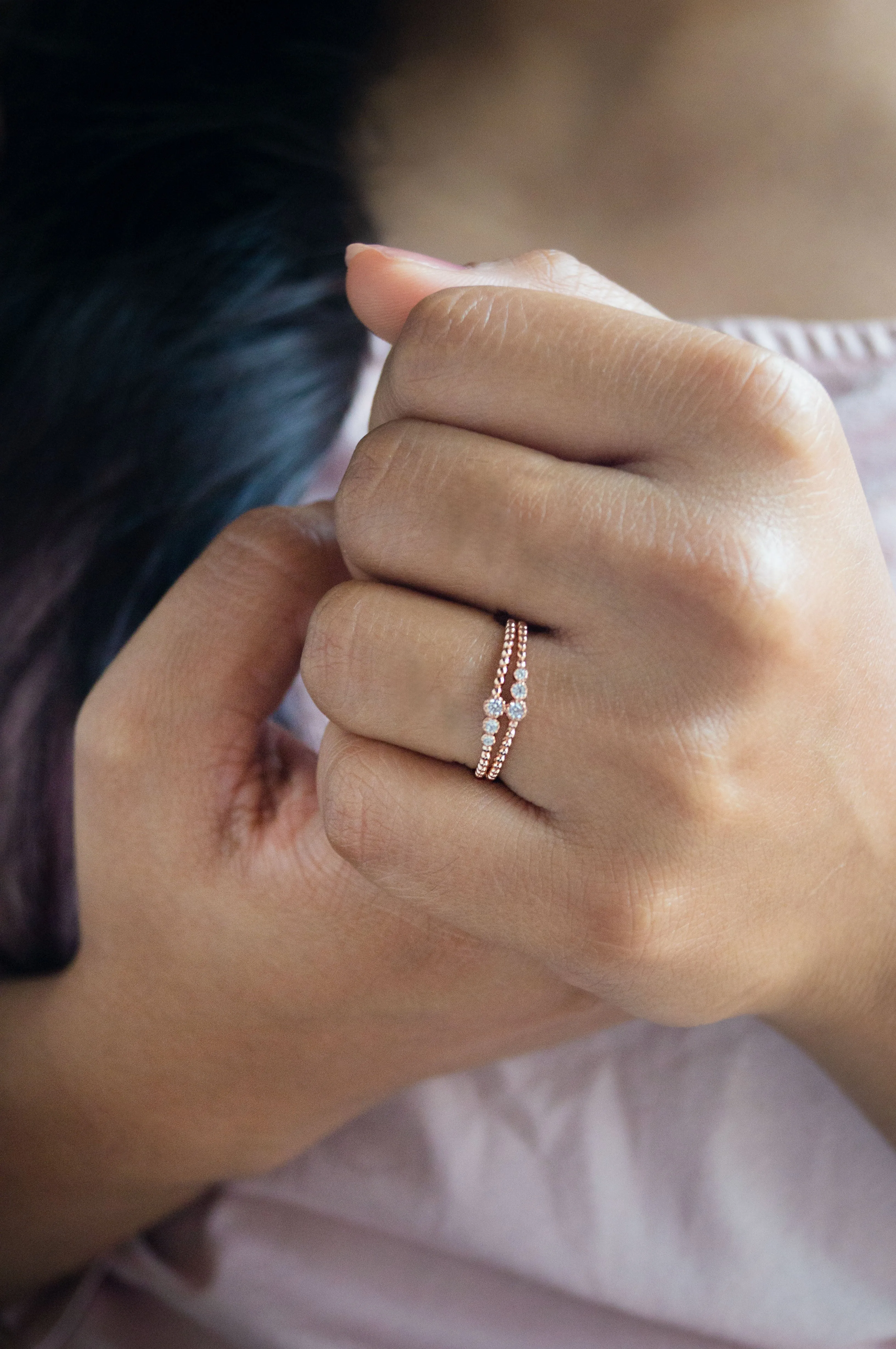 Dainty Miracle Rose Gold Plated Sterling Silver Ring