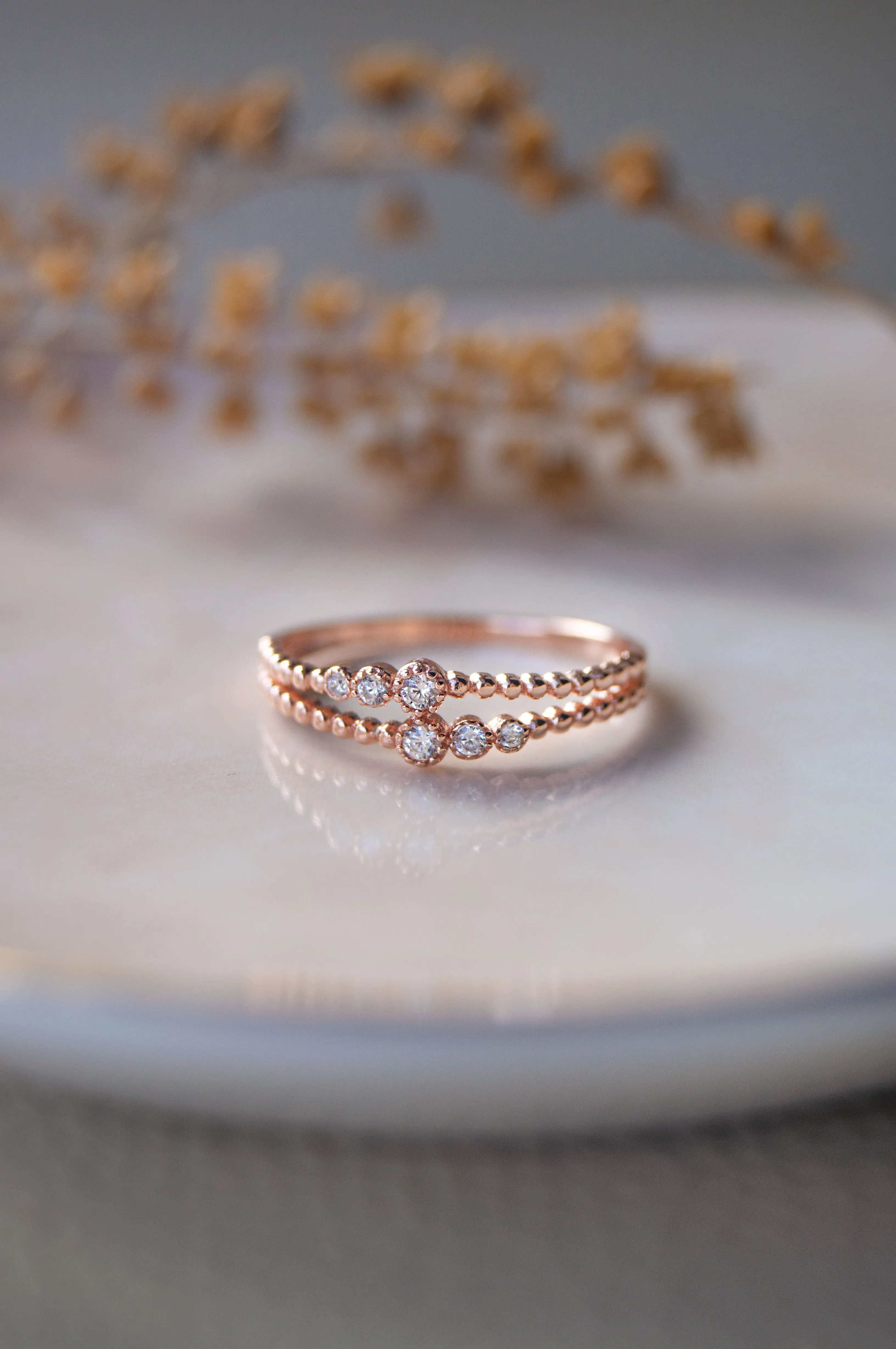 Dainty Miracle Rose Gold Plated Sterling Silver Ring