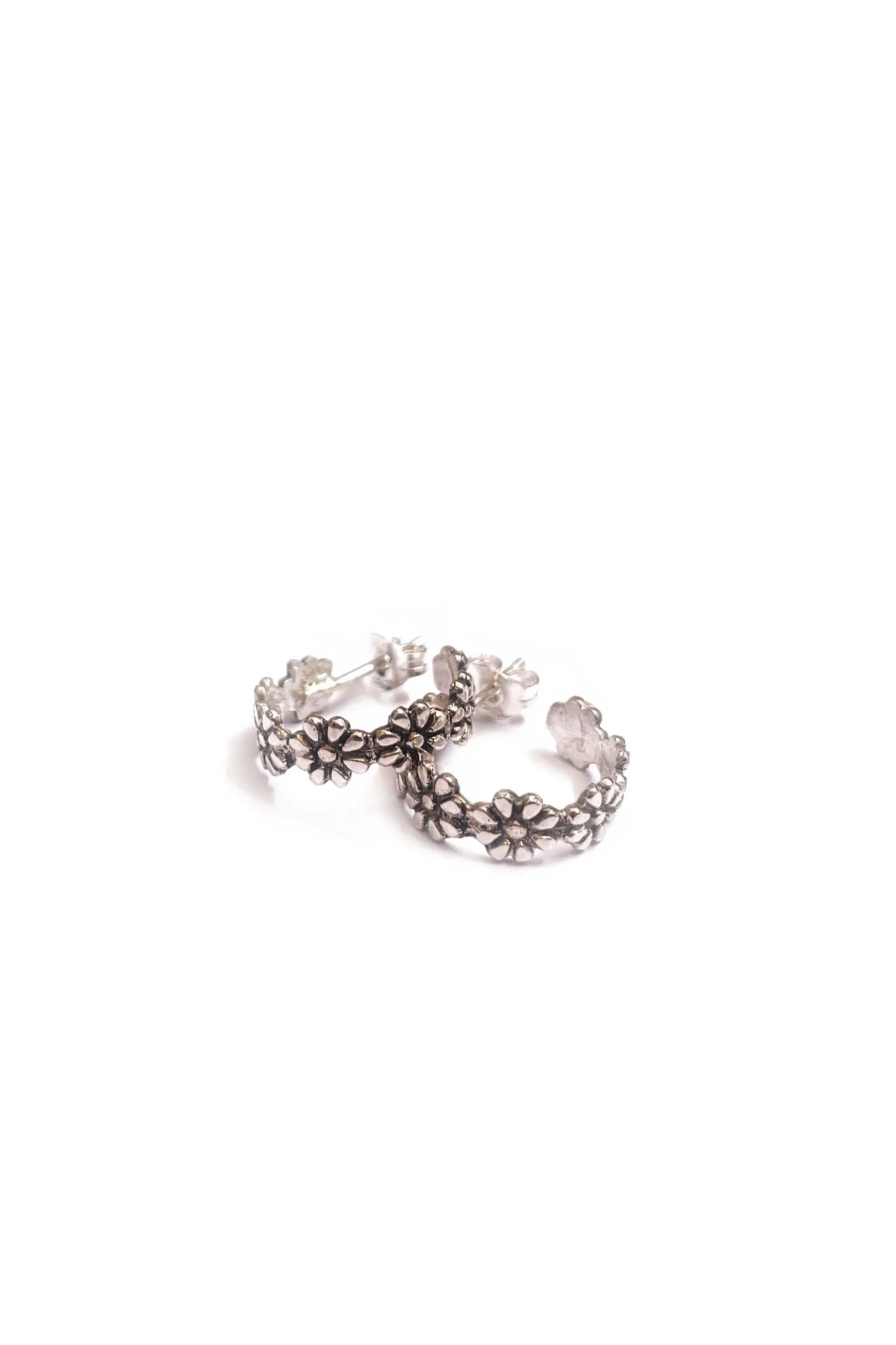 Daisy Chain Hoops | Silver