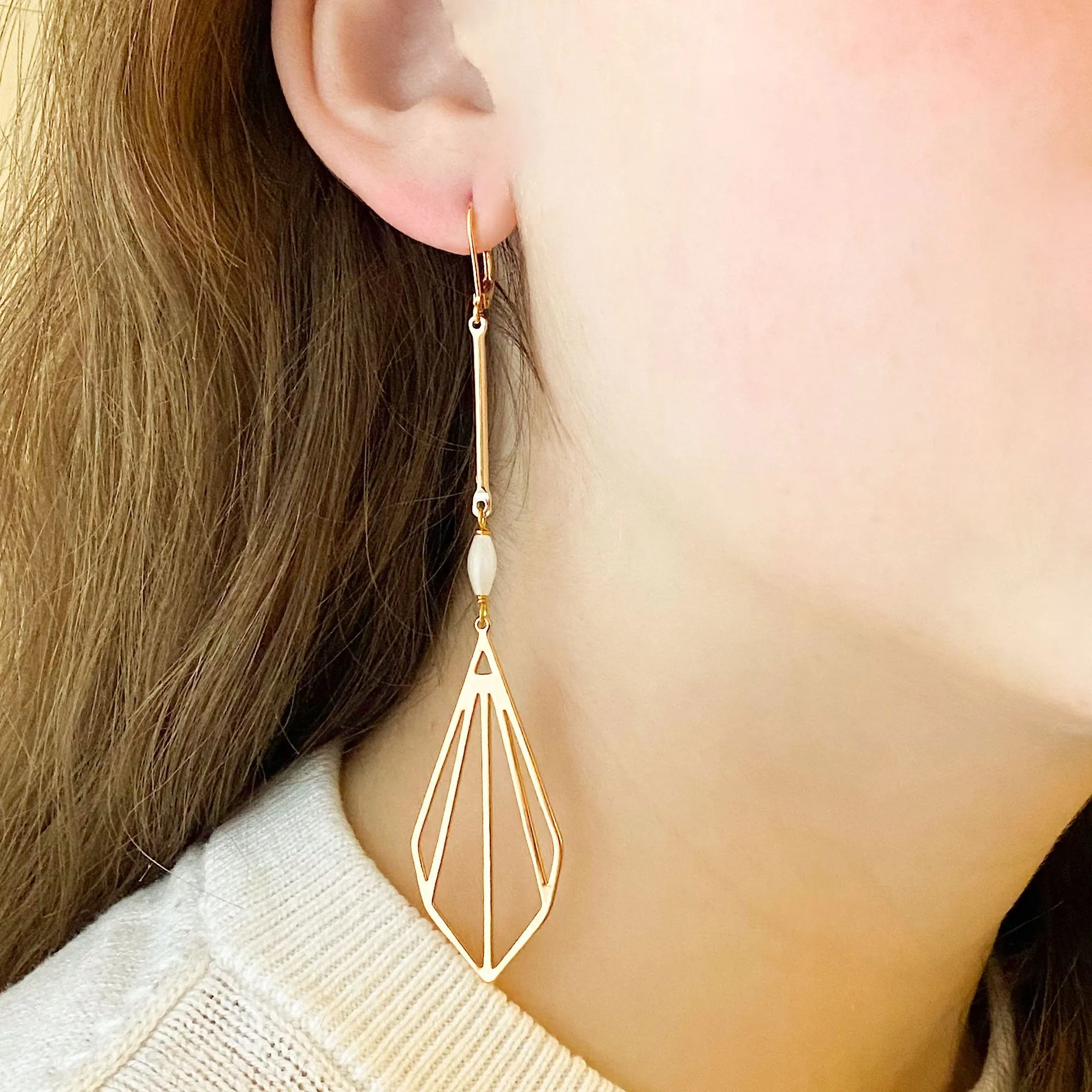 DANSON long 18kt gold plated earrings