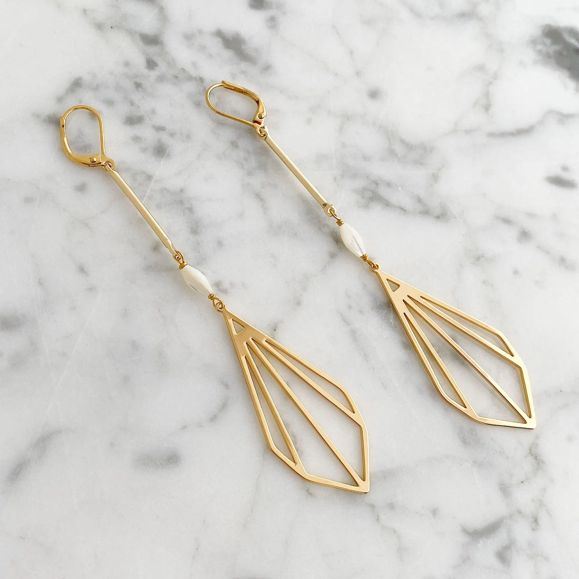 DANSON long 18kt gold plated earrings