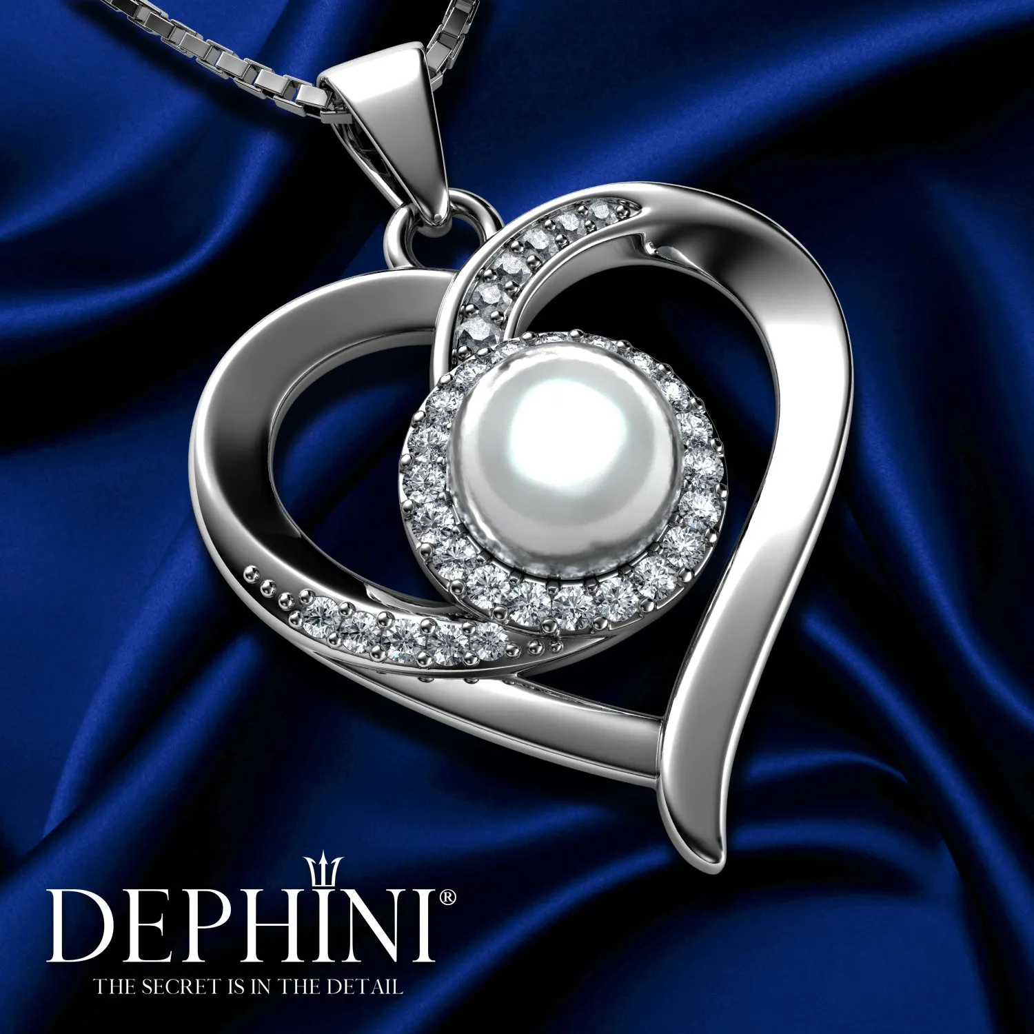 DEPHINI - Passion Heart Necklace for Women 925 sterling silver Pearl