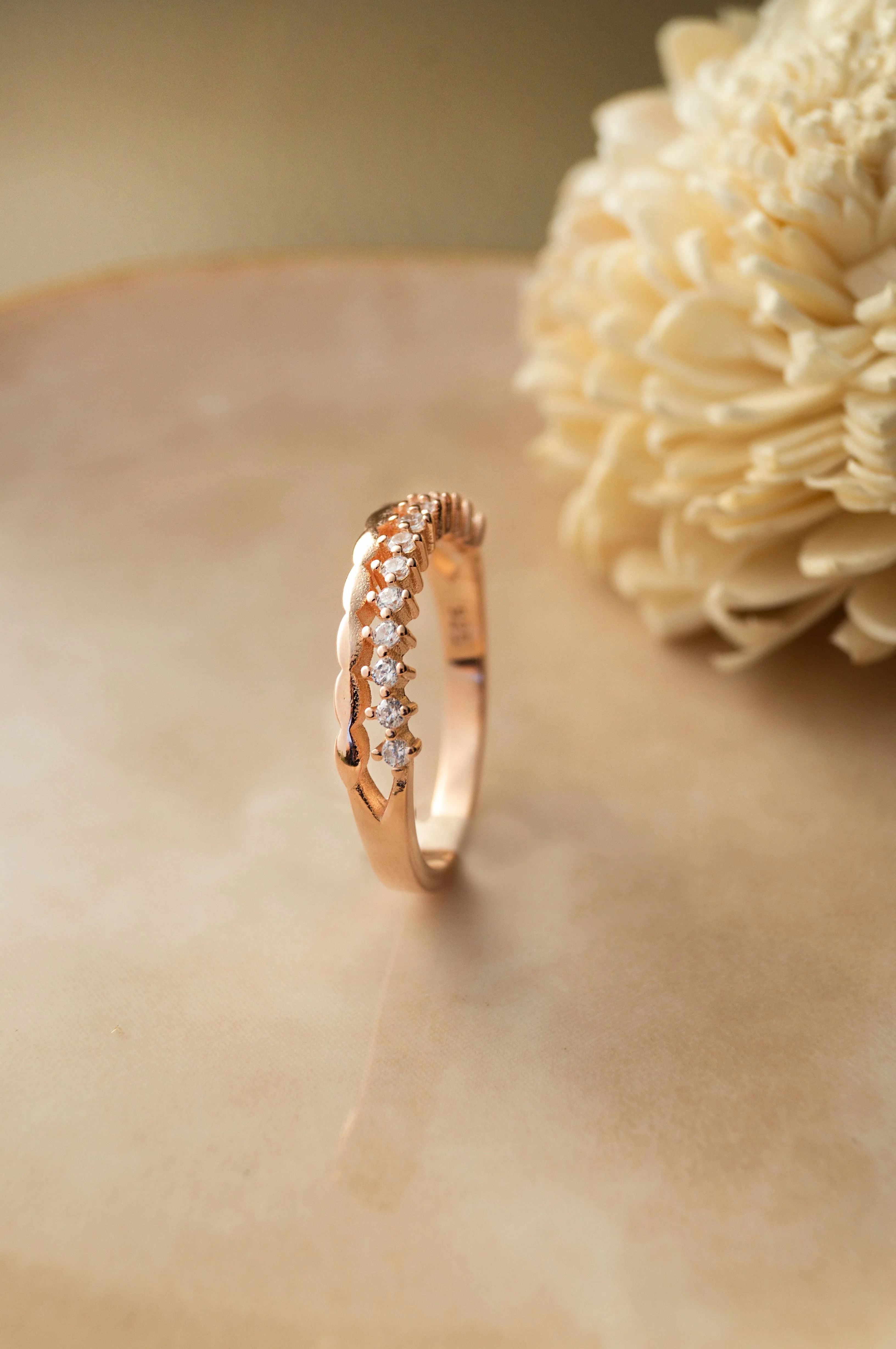 Dewdrop Shimmer Rose Gold Plated Sterling Silver Ring