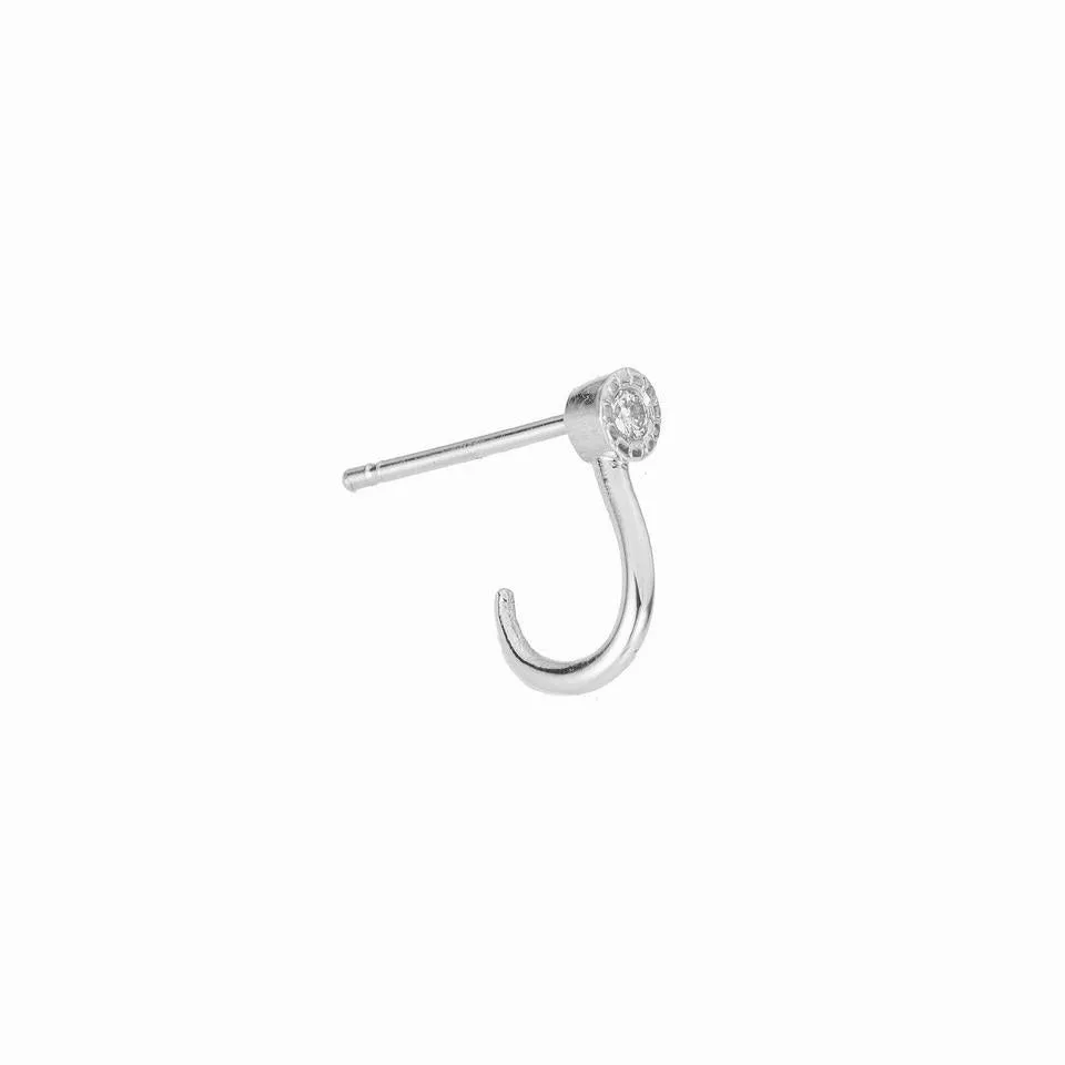 Diamond Hook Earring (Single), White Gold