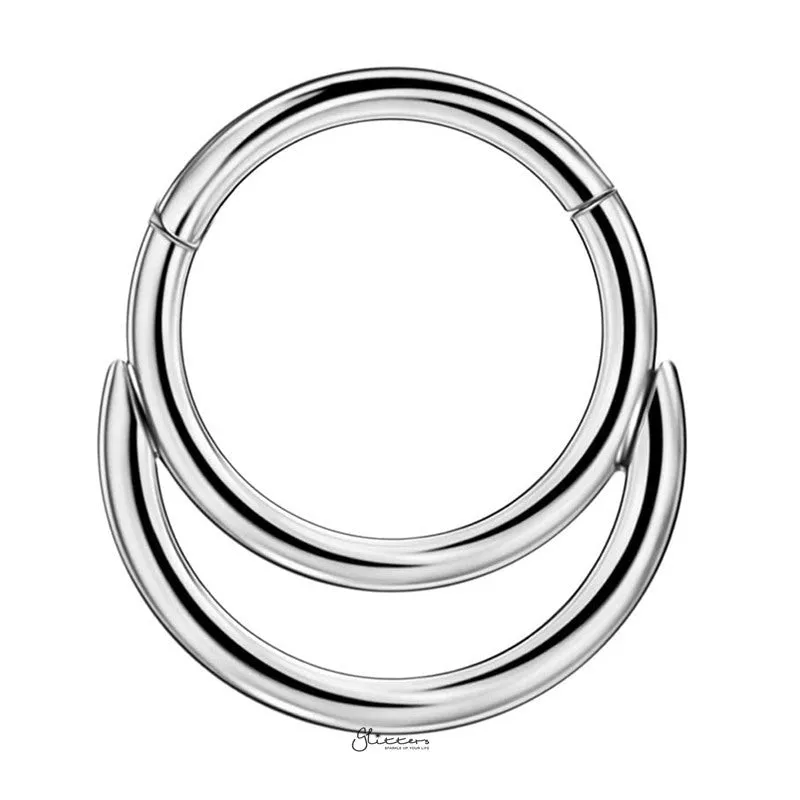 Double Circle Hinged Segment Hoop Ring - Silver