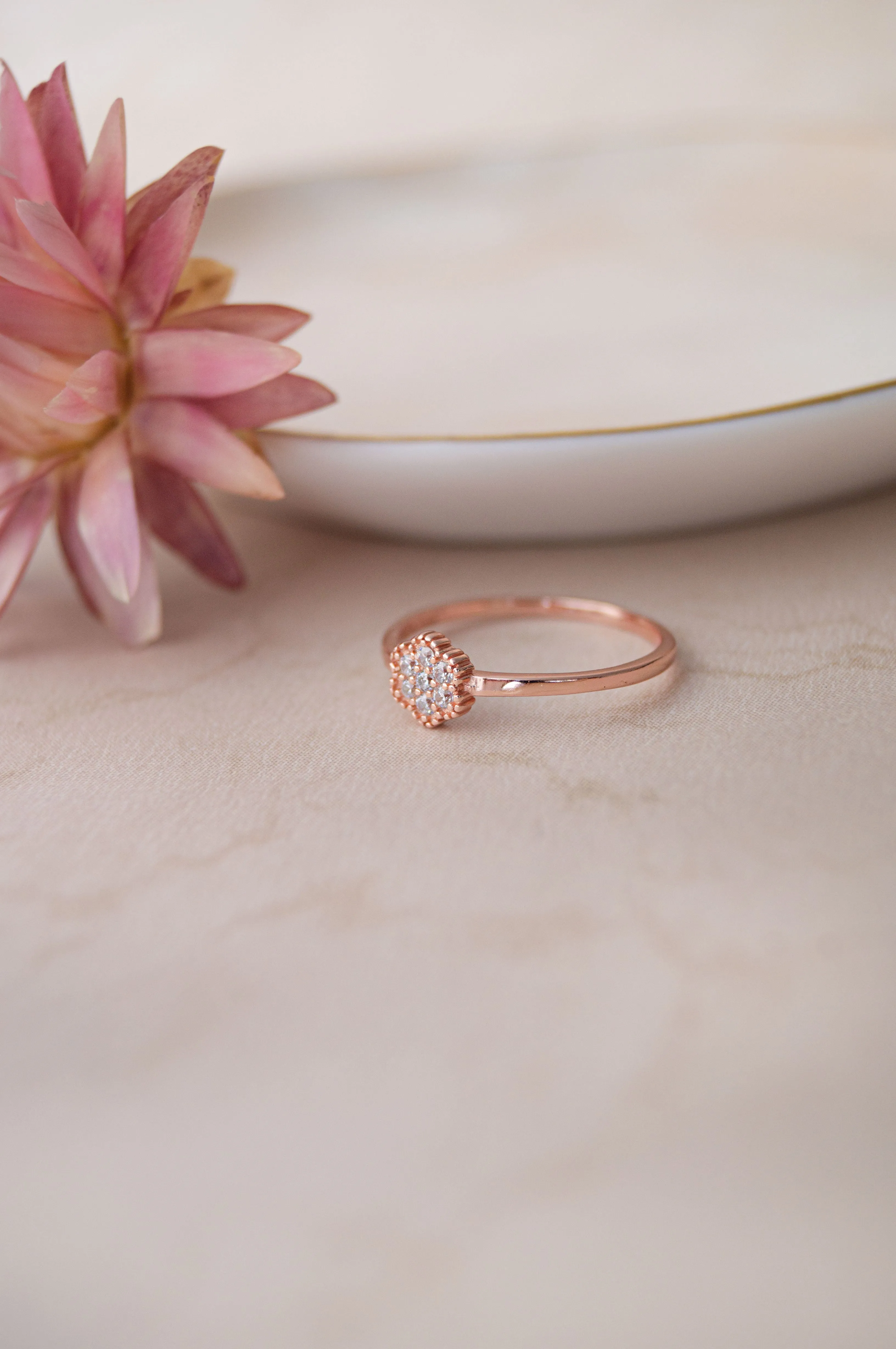 Elder Flower Rose Gold Plated Sterling Silver Ring