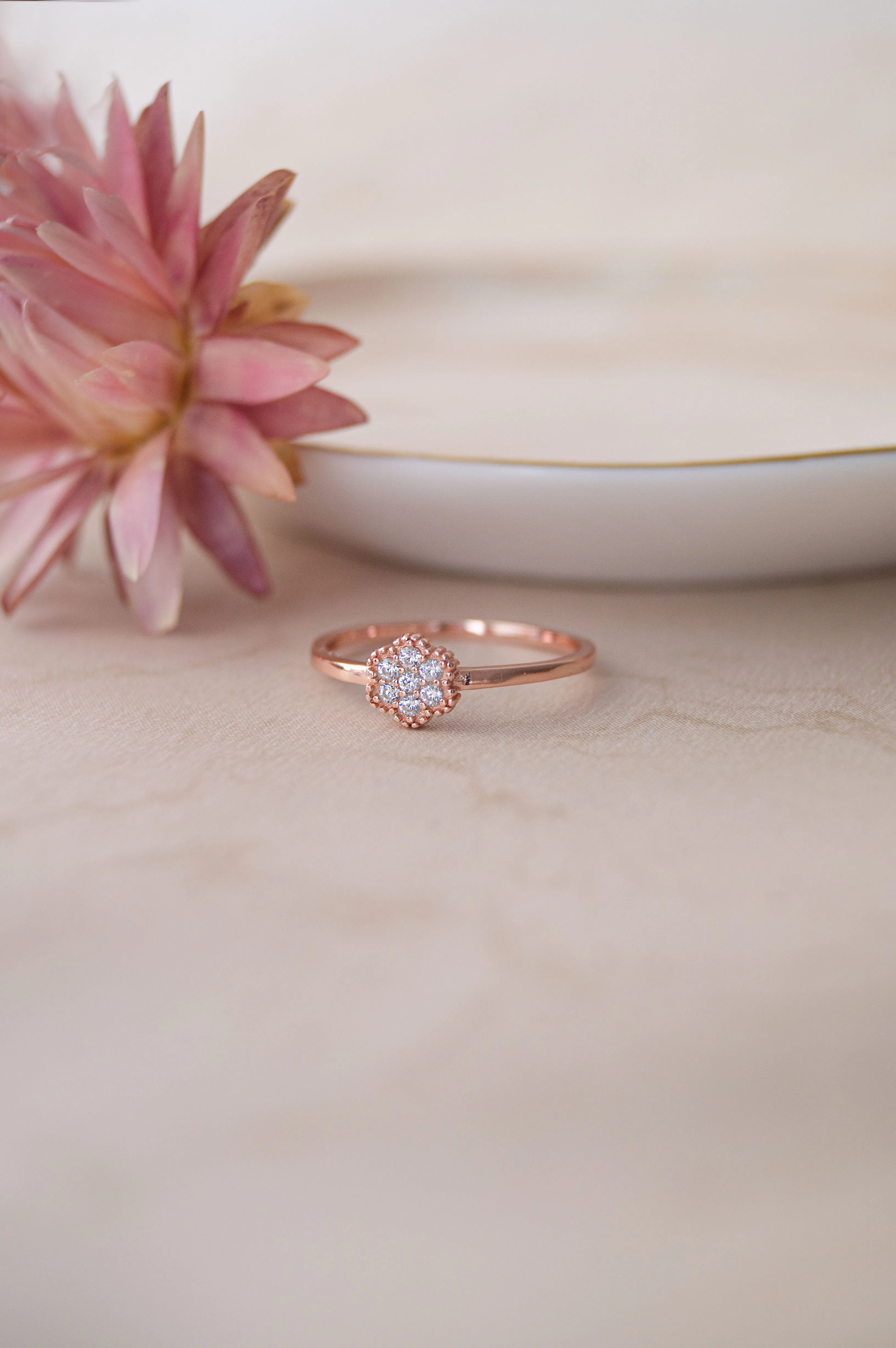 Elder Flower Rose Gold Plated Sterling Silver Ring