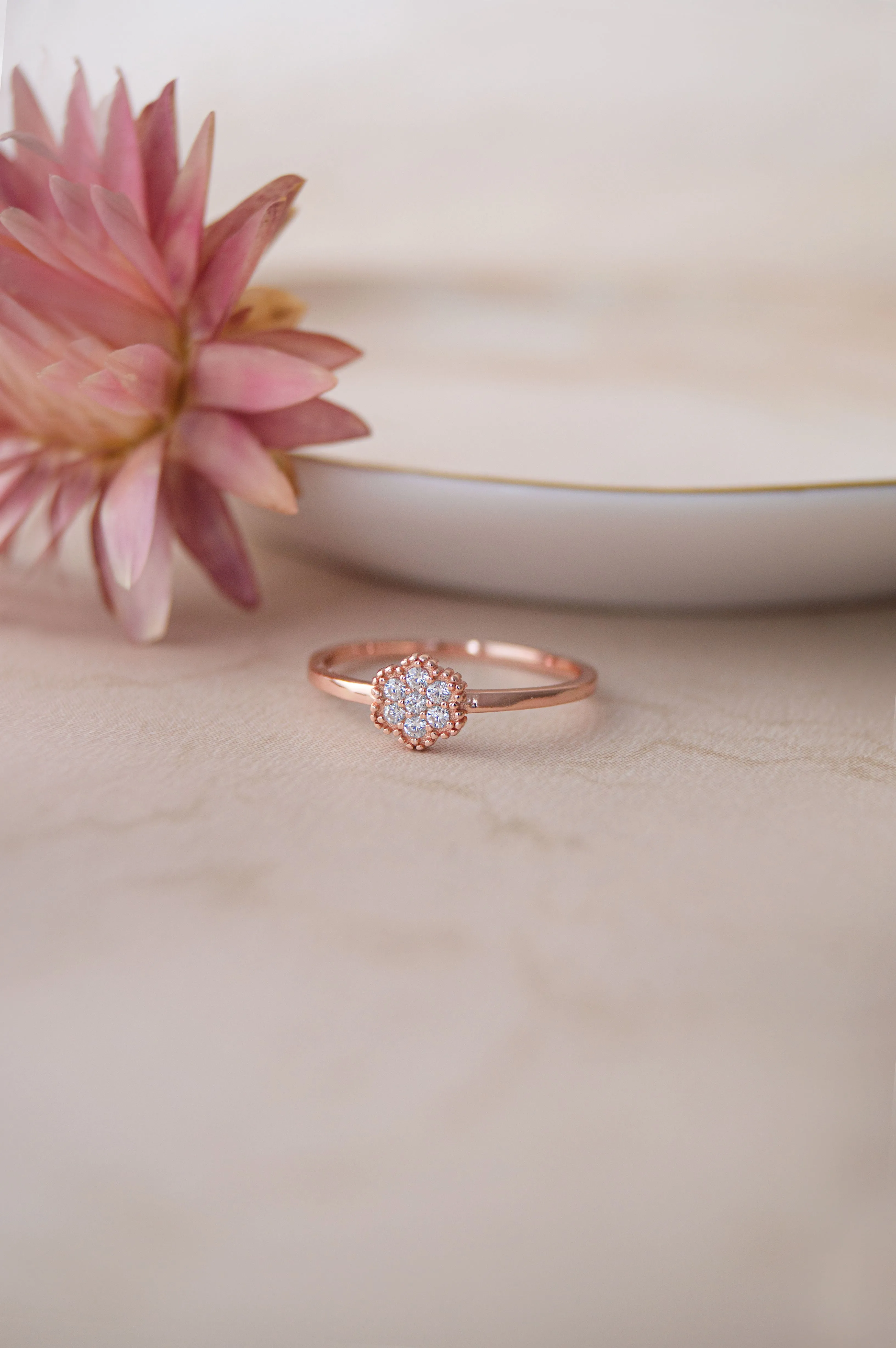 Elder Flower Rose Gold Plated Sterling Silver Ring